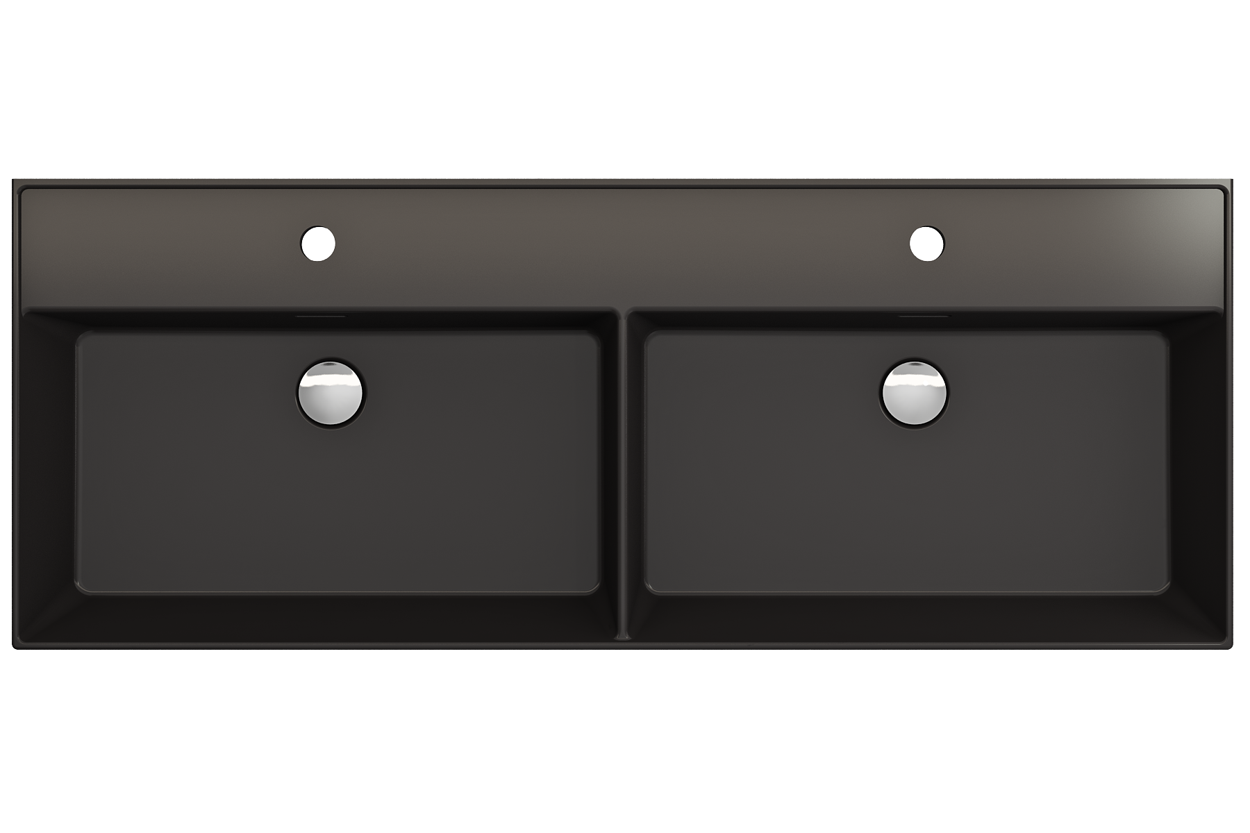 Milano Wall-Mounted Sink Fireclay  47.75 in. Double Bowl for Two 1-Hole Faucets with Overflows 1393