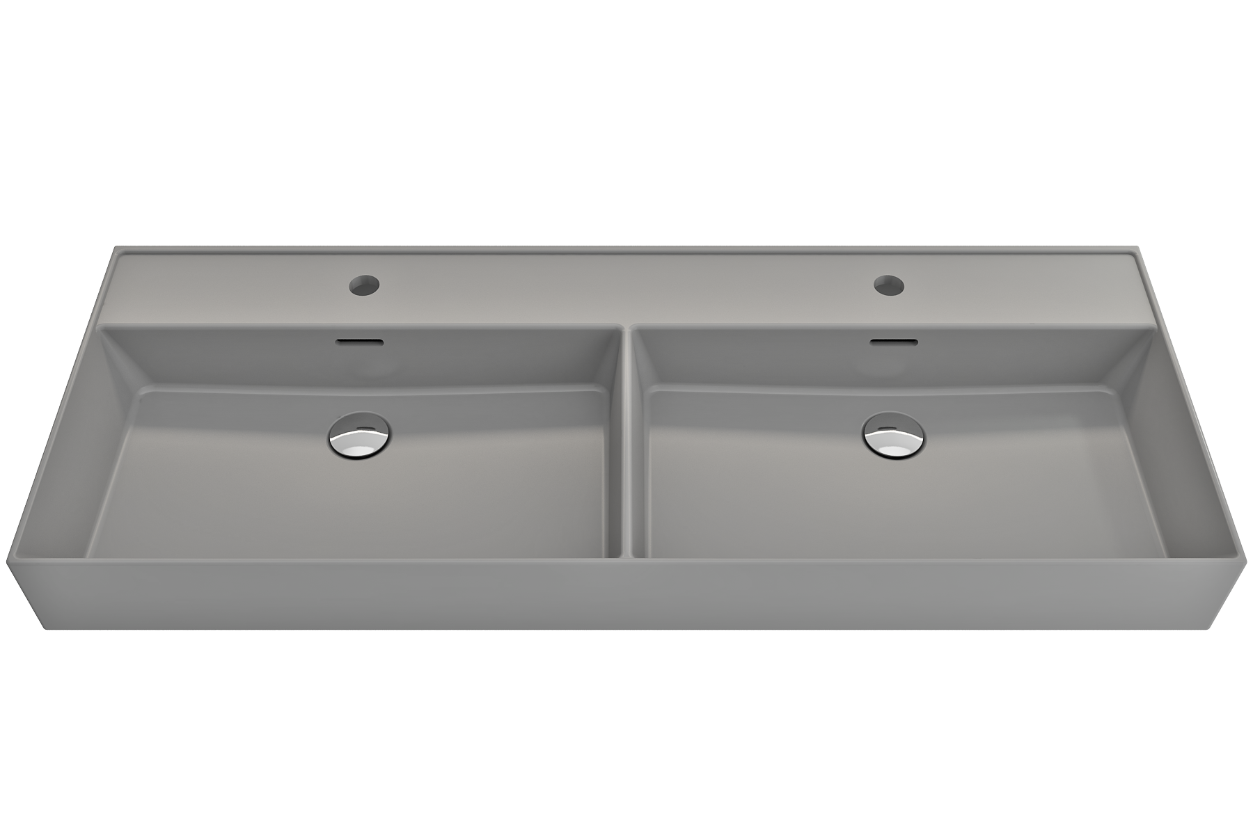Milano Wall-Mounted Sink Fireclay  47.75 in. Double Bowl for Two 1-Hole Faucets with Overflows 1393