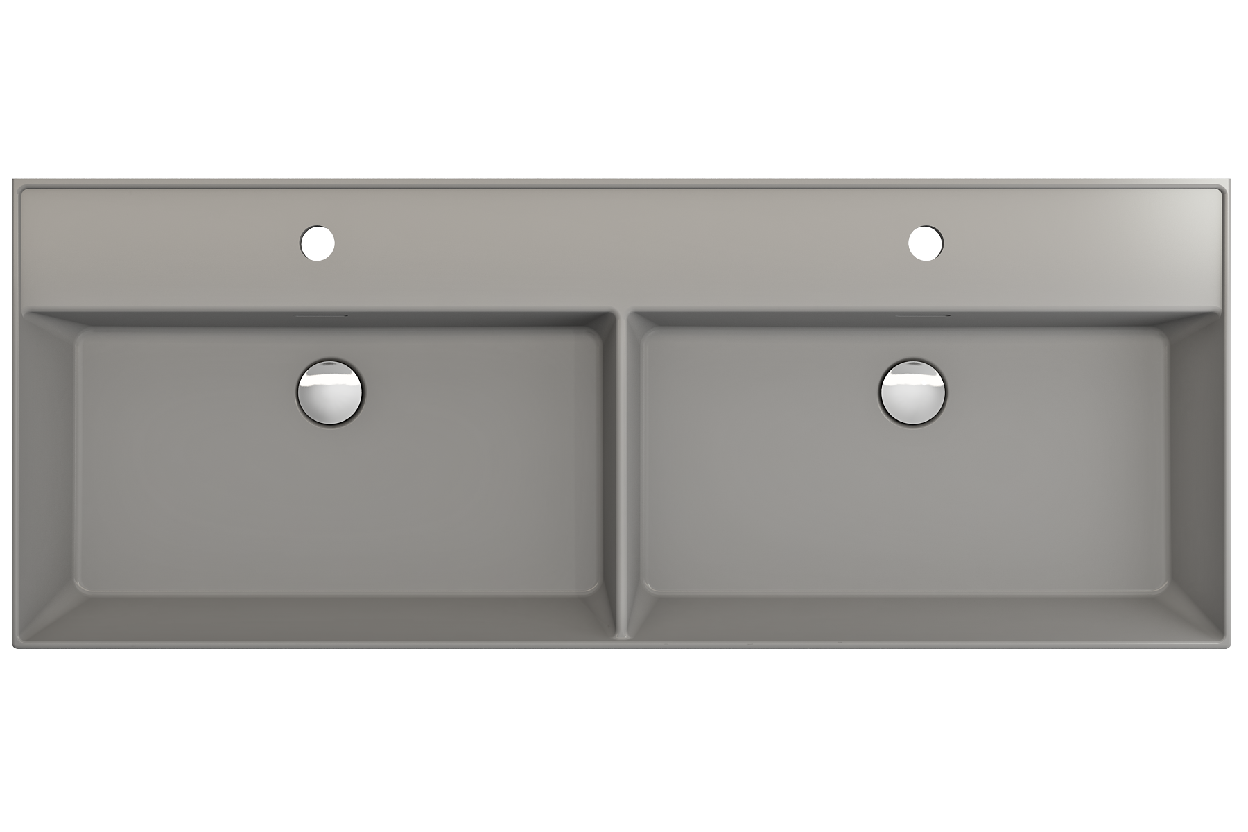 Milano Wall-Mounted Sink Fireclay  47.75 in. Double Bowl for Two 1-Hole Faucets with Overflows 1393
