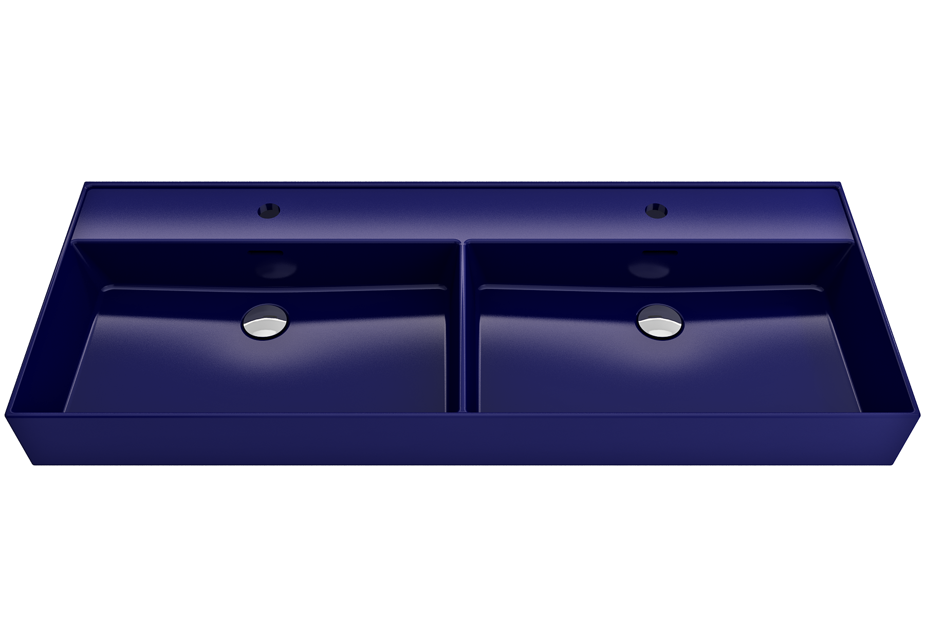 Milano Wall-Mounted Sink Fireclay  47.75 in. Double Bowl for Two 1-Hole Faucets with Overflows 1393