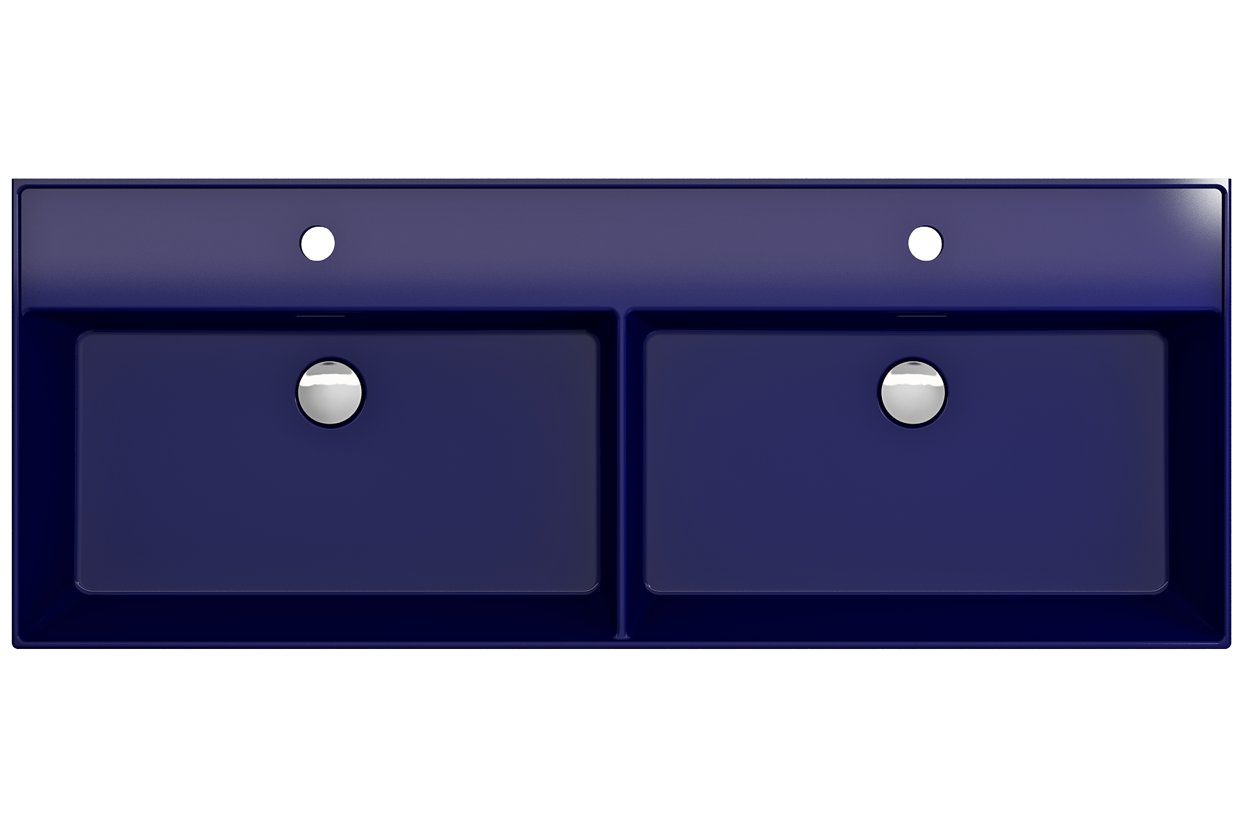 Milano Wall-Mounted Sink Fireclay  47.75 in. Double Bowl for Two 1-Hole Faucets with Overflows 1393