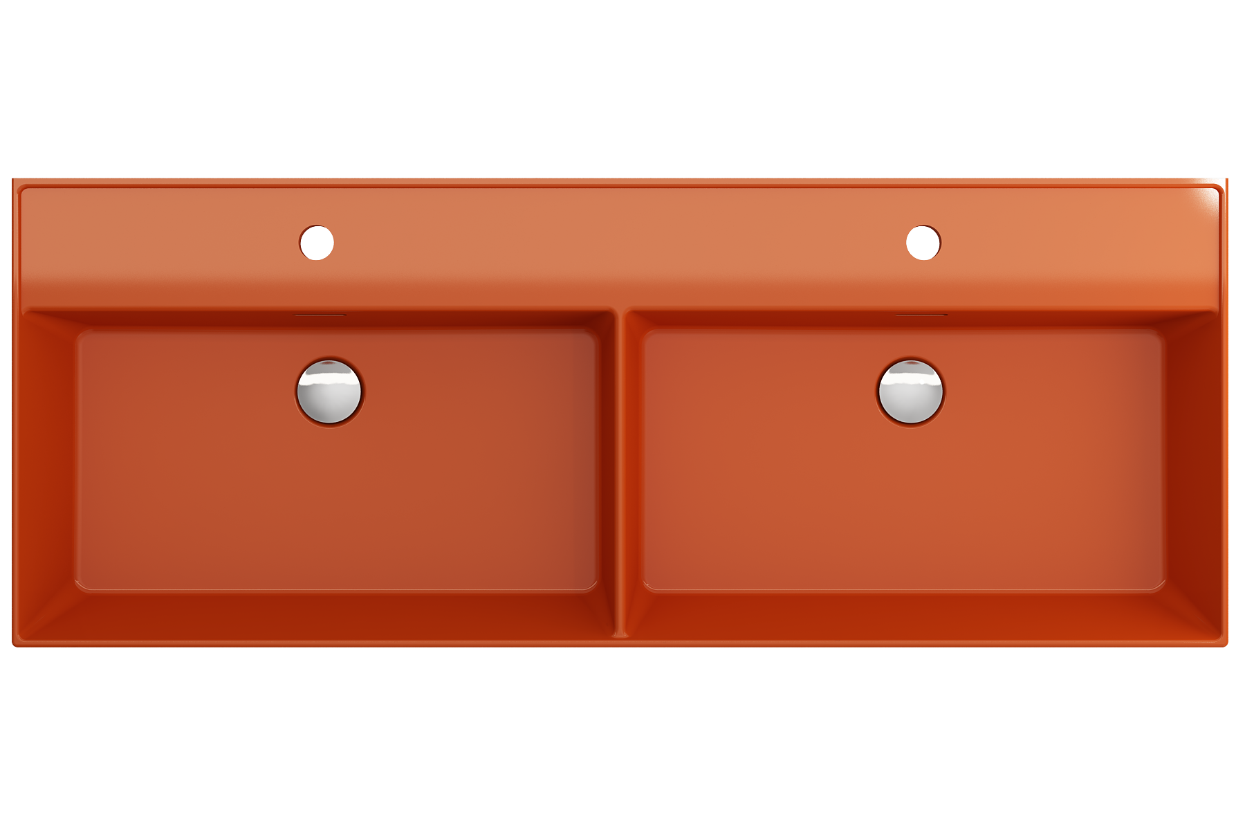 Milano Wall-Mounted Sink Fireclay  47.75 in. Double Bowl for Two 1-Hole Faucets with Overflows 1393