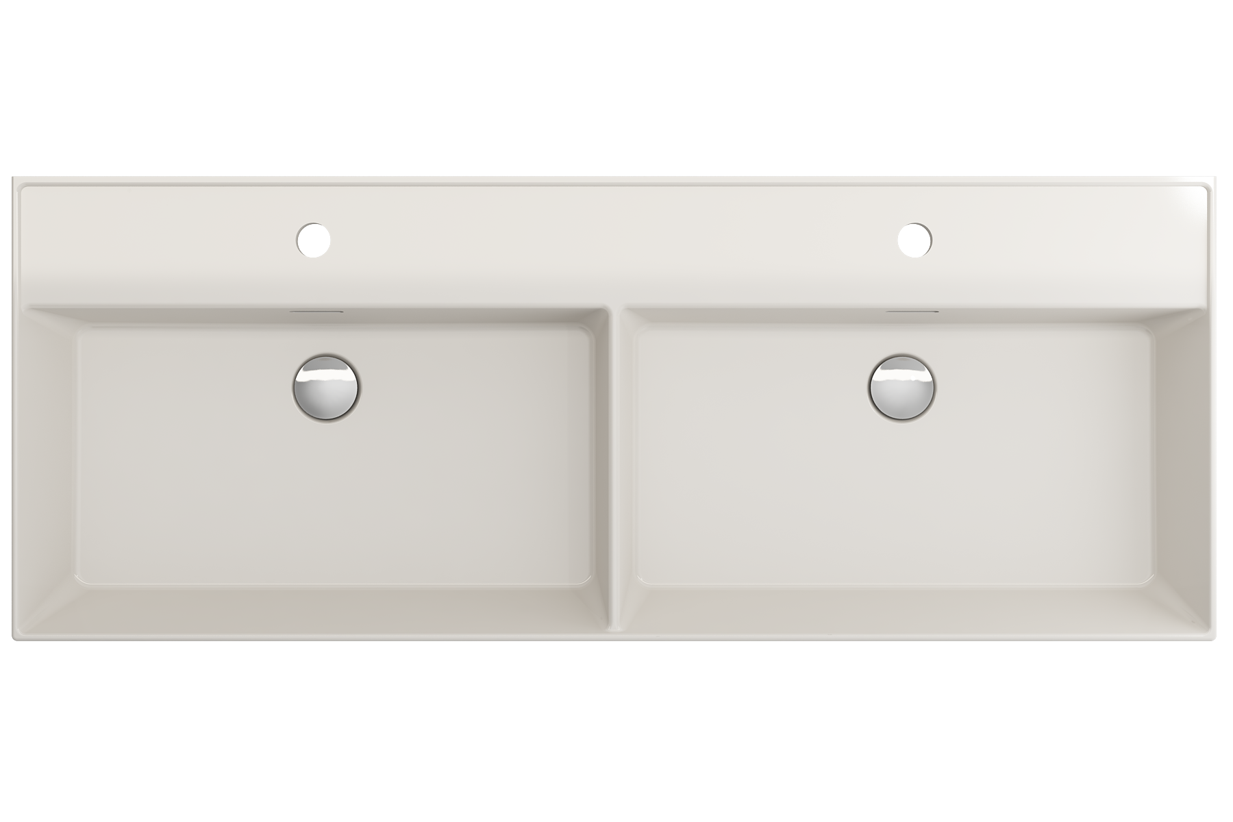 Milano Wall-Mounted Sink Fireclay  47.75 in. Double Bowl for Two 1-Hole Faucets with Overflows 1393