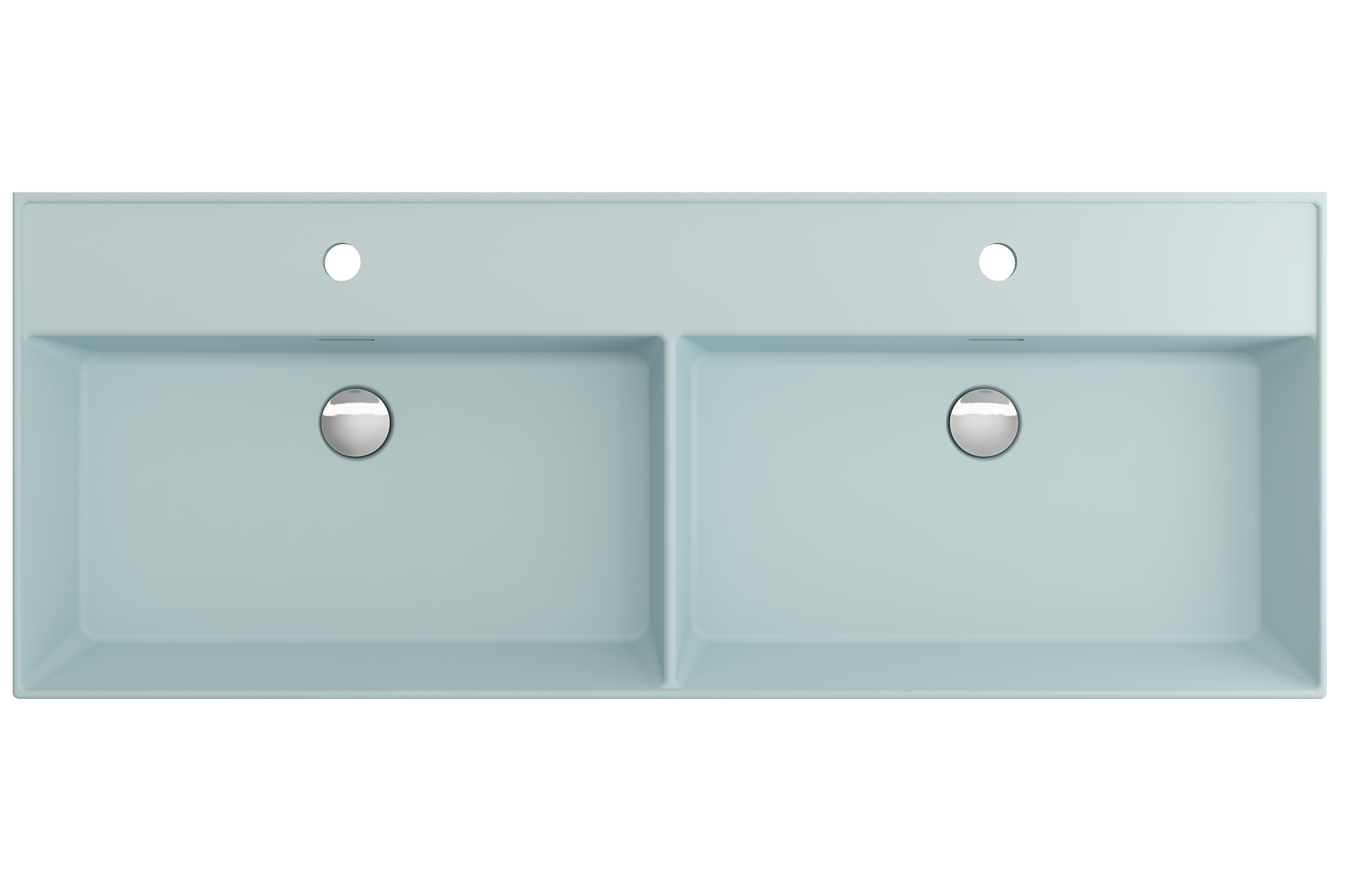 Milano Wall-Mounted Sink Fireclay  47.75 in. Double Bowl for Two 1-Hole Faucets with Overflows 1393
