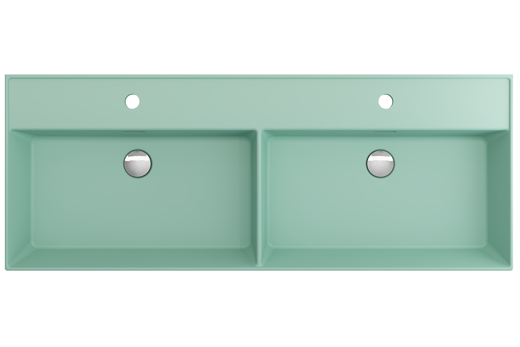 Milano Wall-Mounted Sink Fireclay  47.75 in. Double Bowl for Two 1-Hole Faucets with Overflows 1393