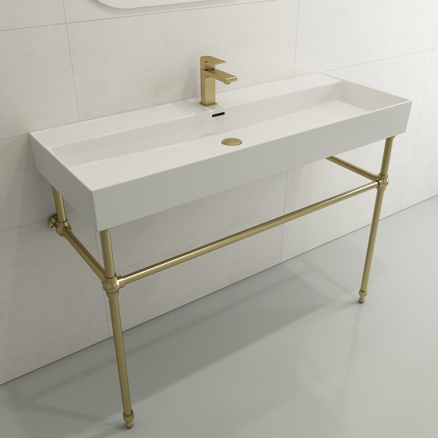 Milano Wall-Mounted Sink Fireclay 47.75 in. 1-Hole with Overflow 1394