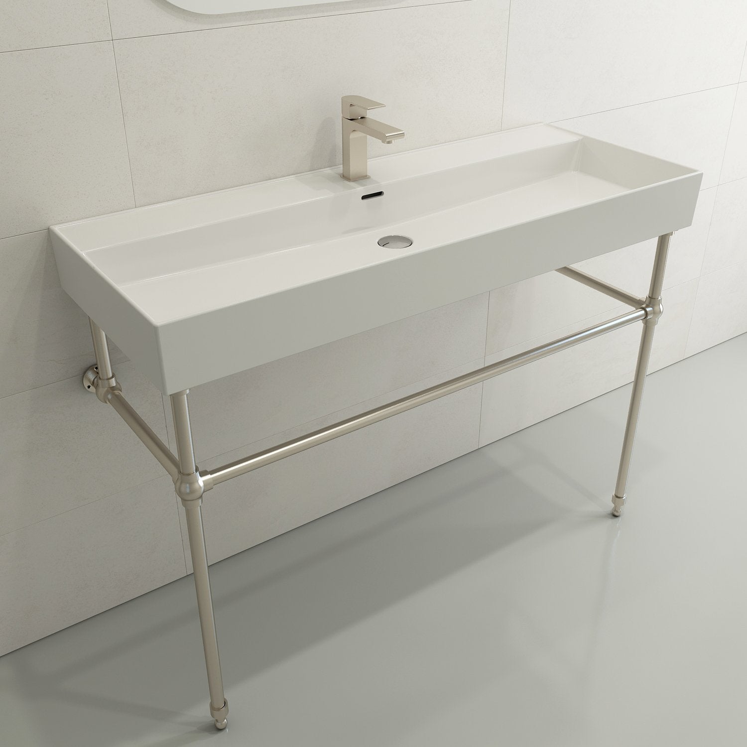 Milano Wall-Mounted Sink Fireclay 47.75 in. 1-Hole with Overflow 1394