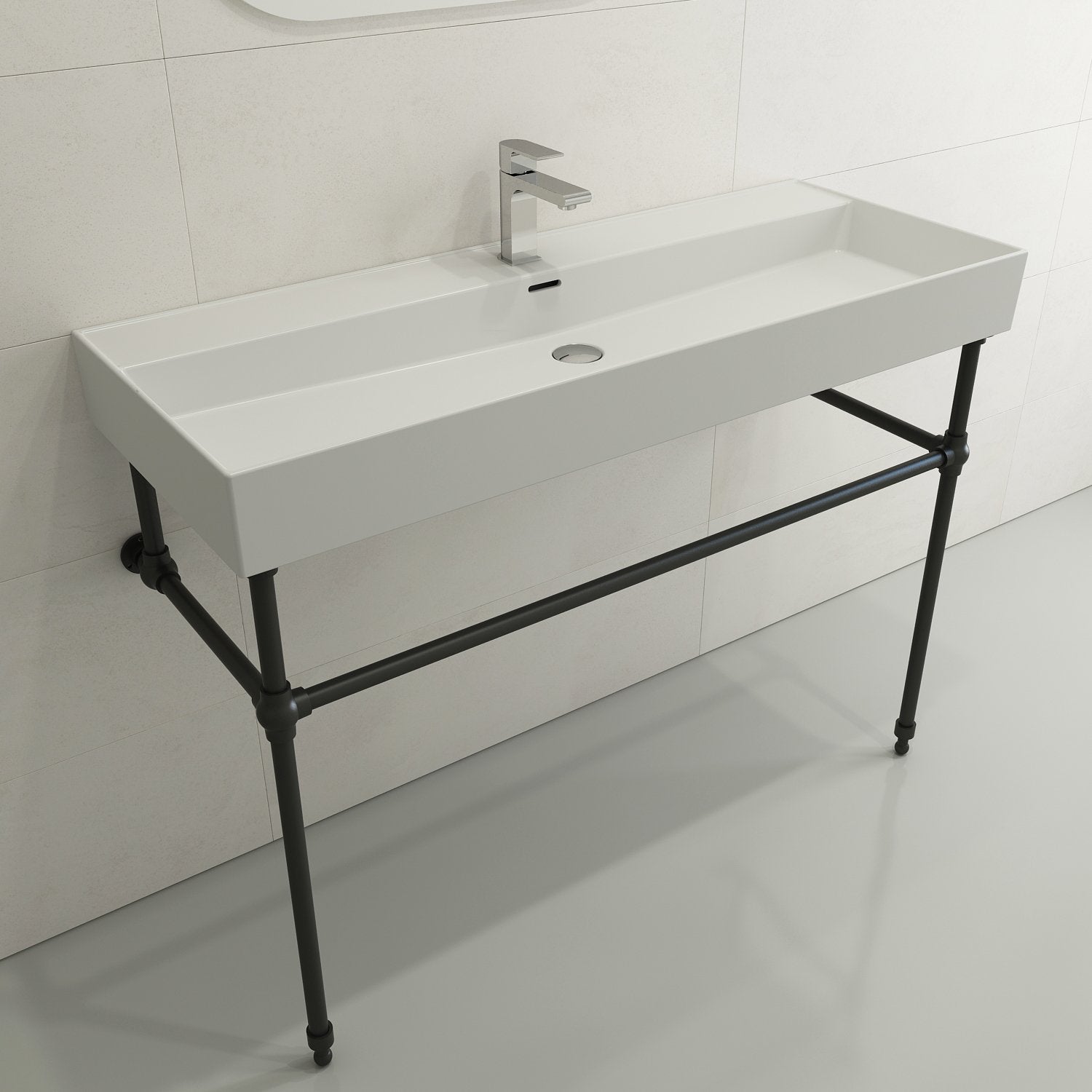 Milano Wall-Mounted Sink Fireclay 47.75 in. 1-Hole with Overflow 1394