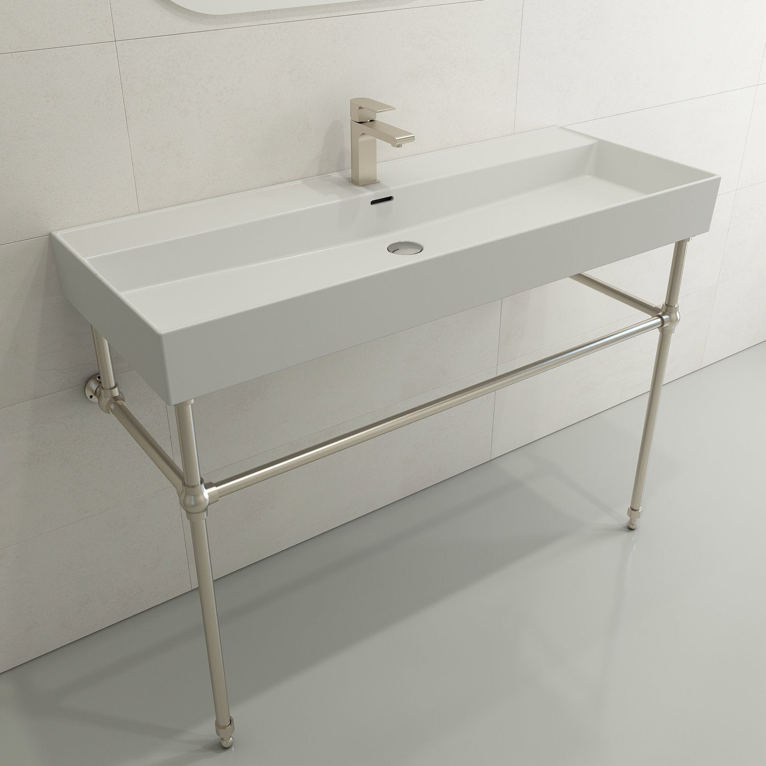 Milano Wall-Mounted Sink Fireclay 47.75 in. 1-Hole with Overflow 1394
