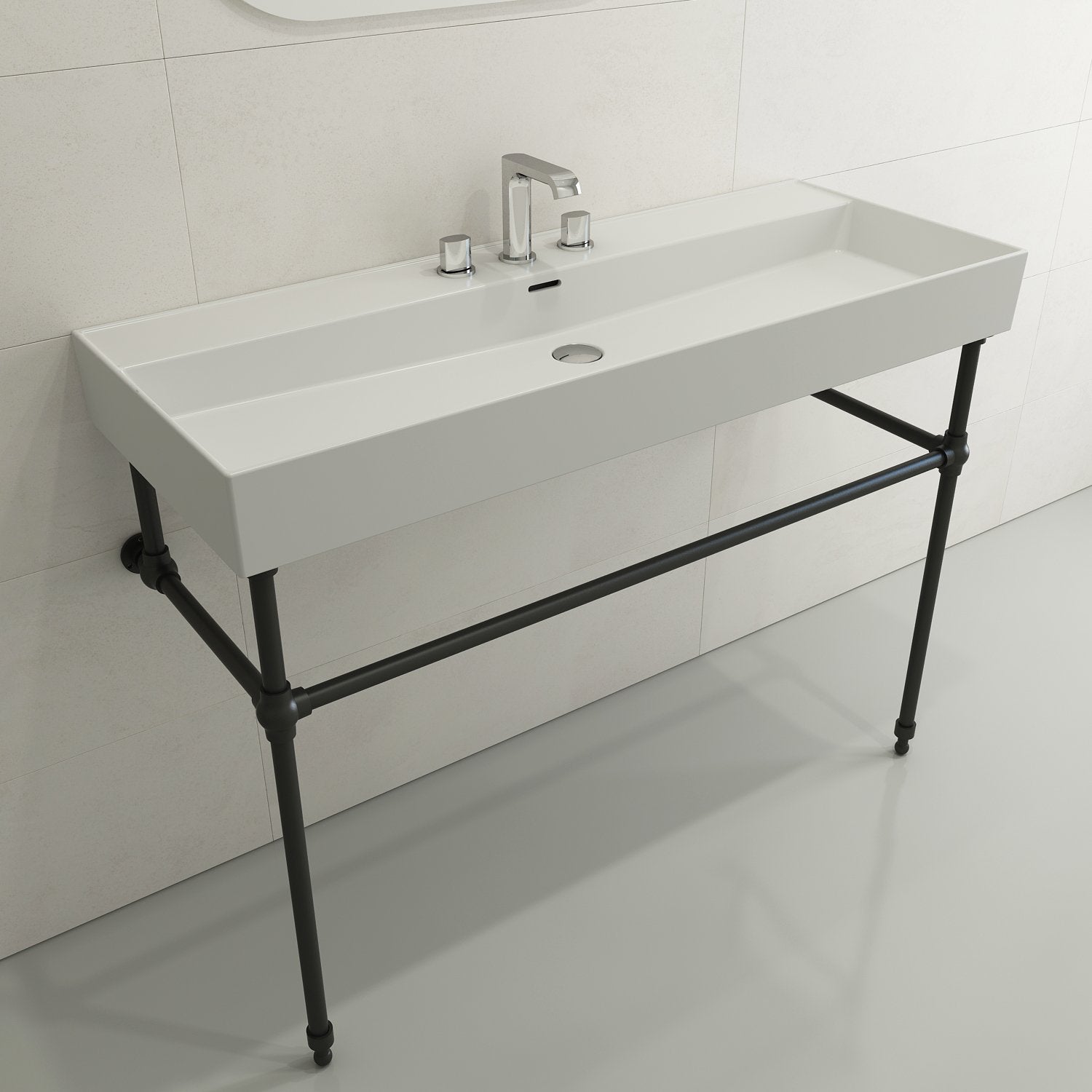 Milano Wall-Mounted Sink Fireclay 47.75 in. 3-Hole with Overflow 1394