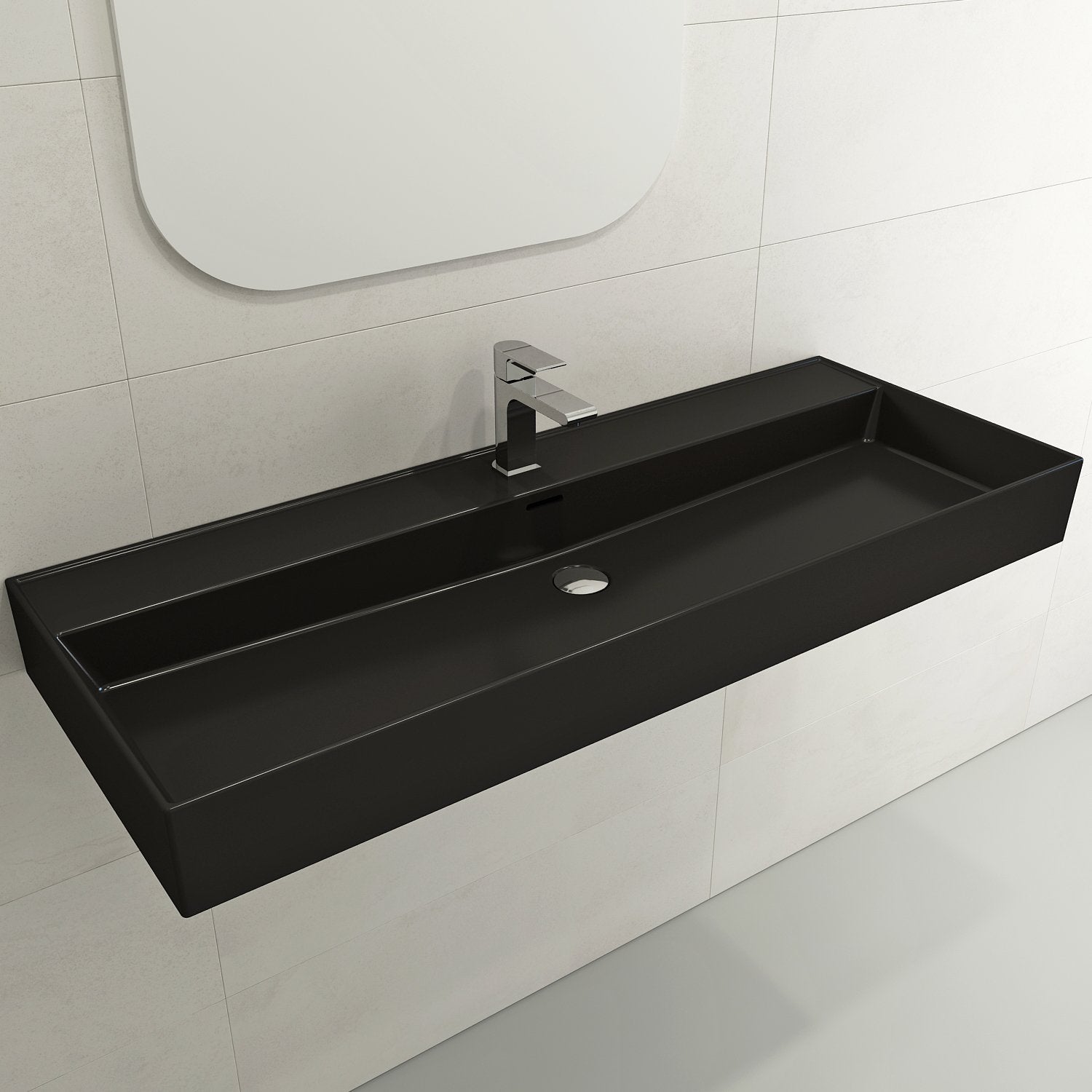 Milano Wall-Mounted Sink Fireclay 47.75 in. 1-Hole with Overflow 1394