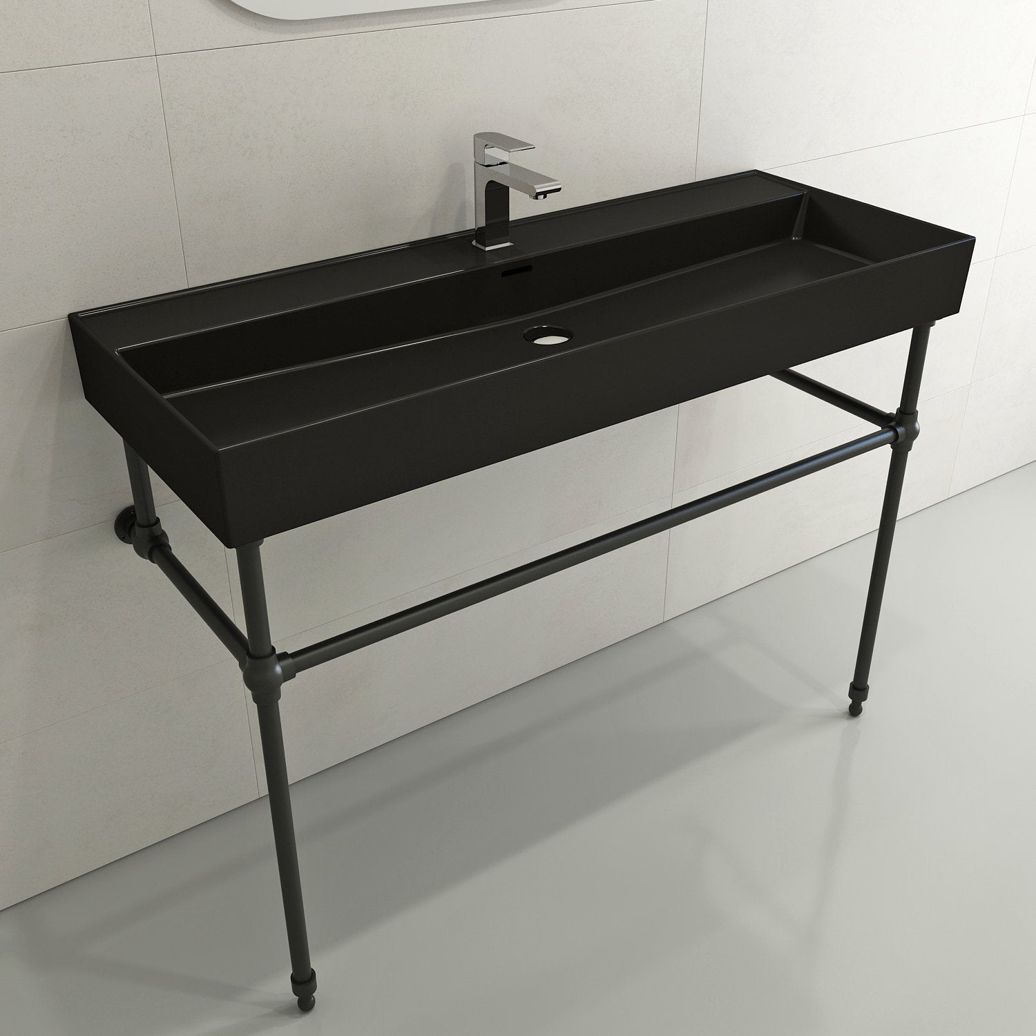 Milano Wall-Mounted Sink Fireclay 47.75 in. 1-Hole with Overflow 1394