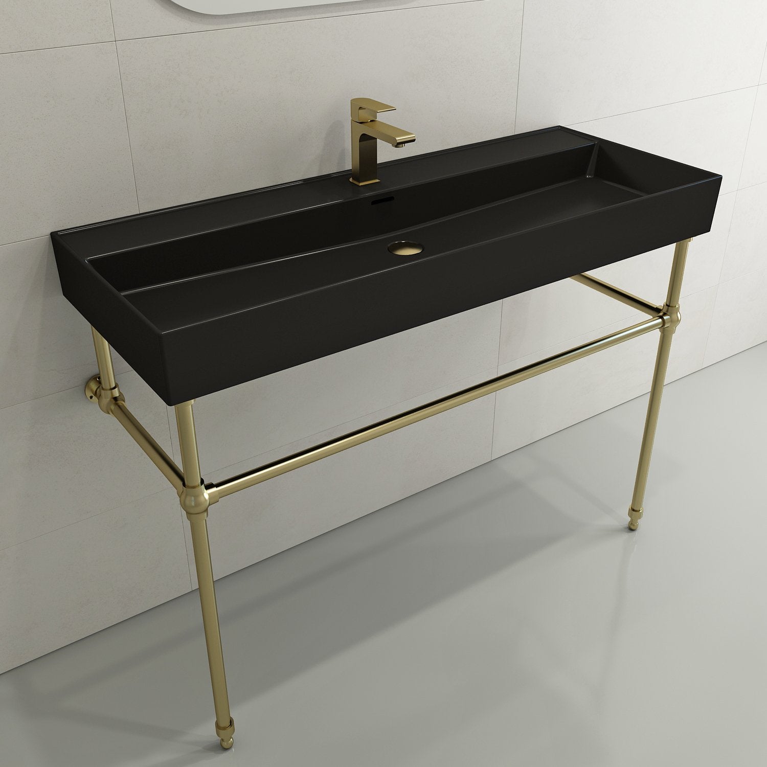 Milano Wall-Mounted Sink Fireclay 47.75 in. 1-Hole with Overflow 1394