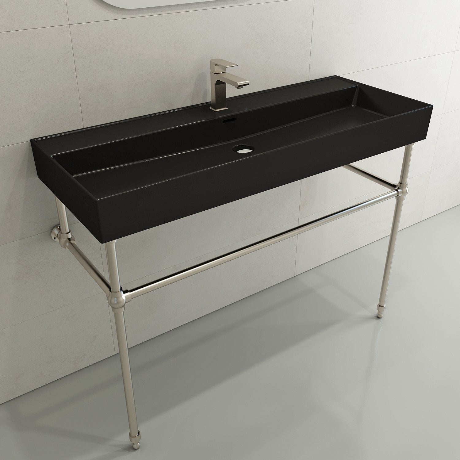 Milano Wall-Mounted Sink Fireclay 47.75 in. 1-Hole with Overflow 1394