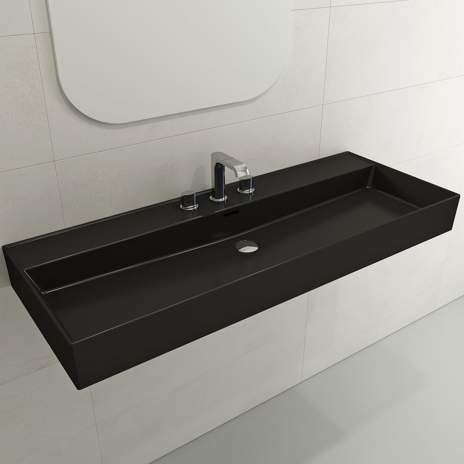 Milano Wall-Mounted Sink Fireclay 47.75 in. 3-Hole with Overflow 1394