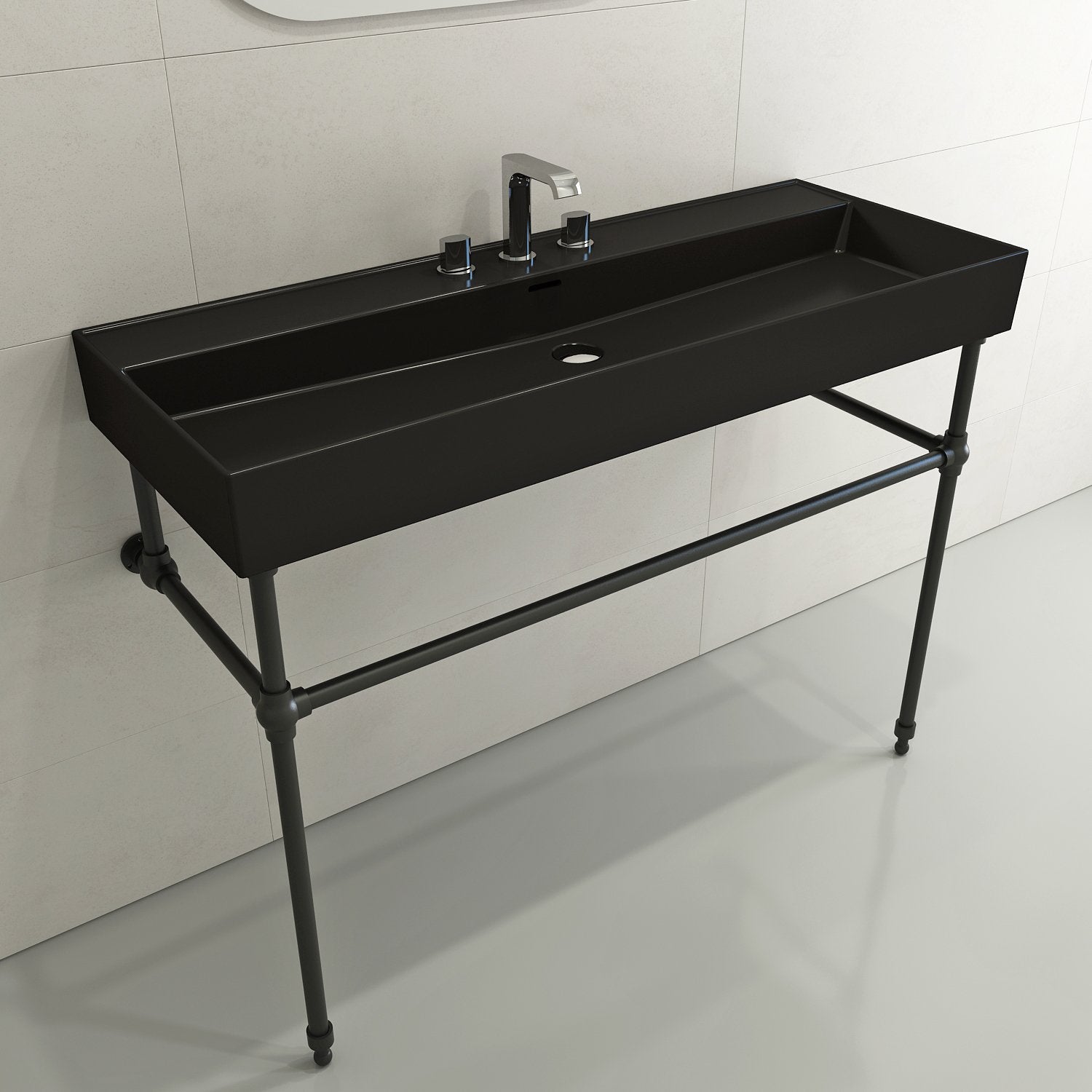 Milano Wall-Mounted Sink Fireclay 47.75 in. 3-Hole with Overflow 1394