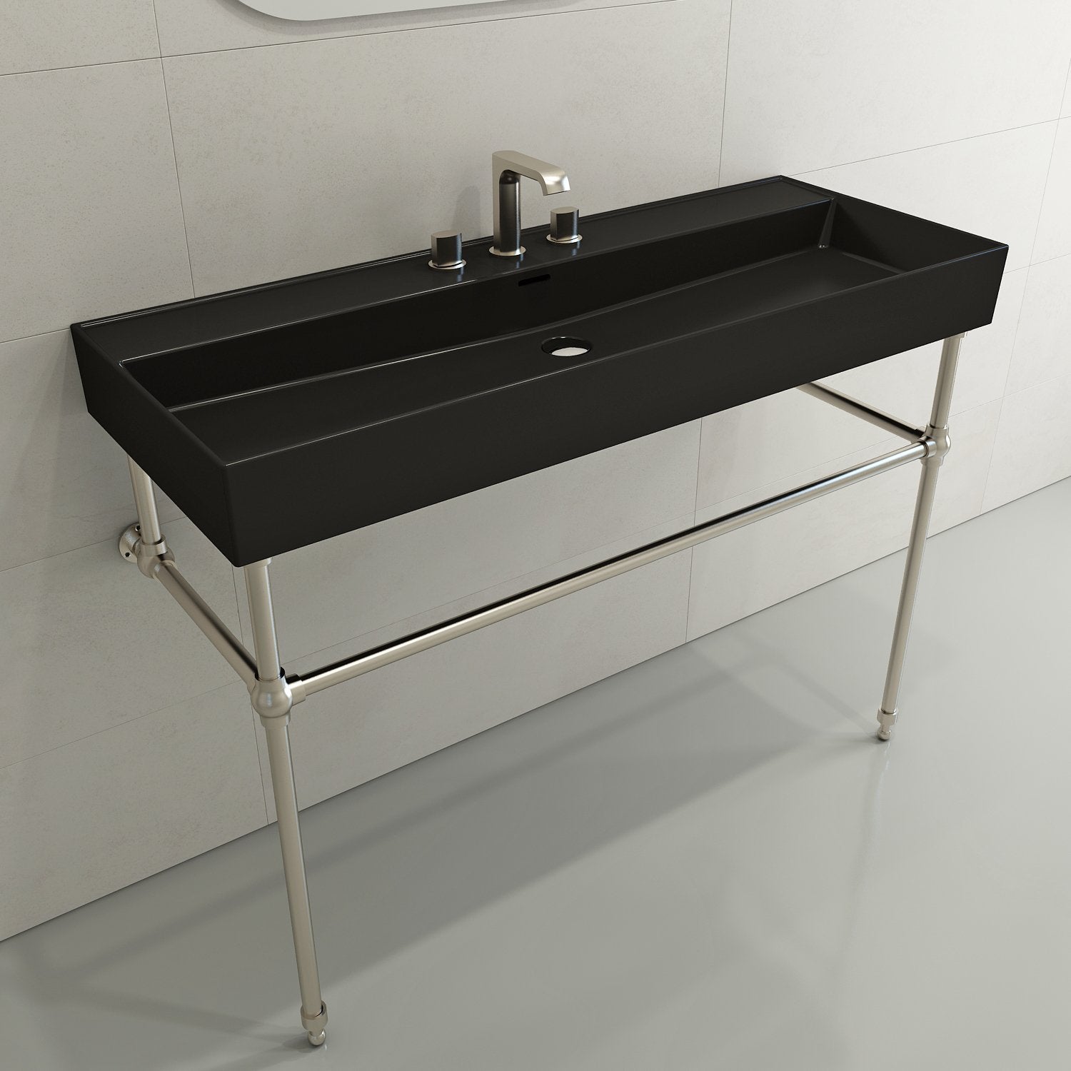 Milano Wall-Mounted Sink Fireclay 47.75 in. 3-Hole with Overflow 1394