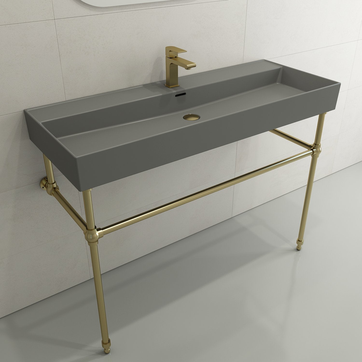 Milano Wall-Mounted Sink Fireclay 47.75 in. 1-Hole with Overflow 1394