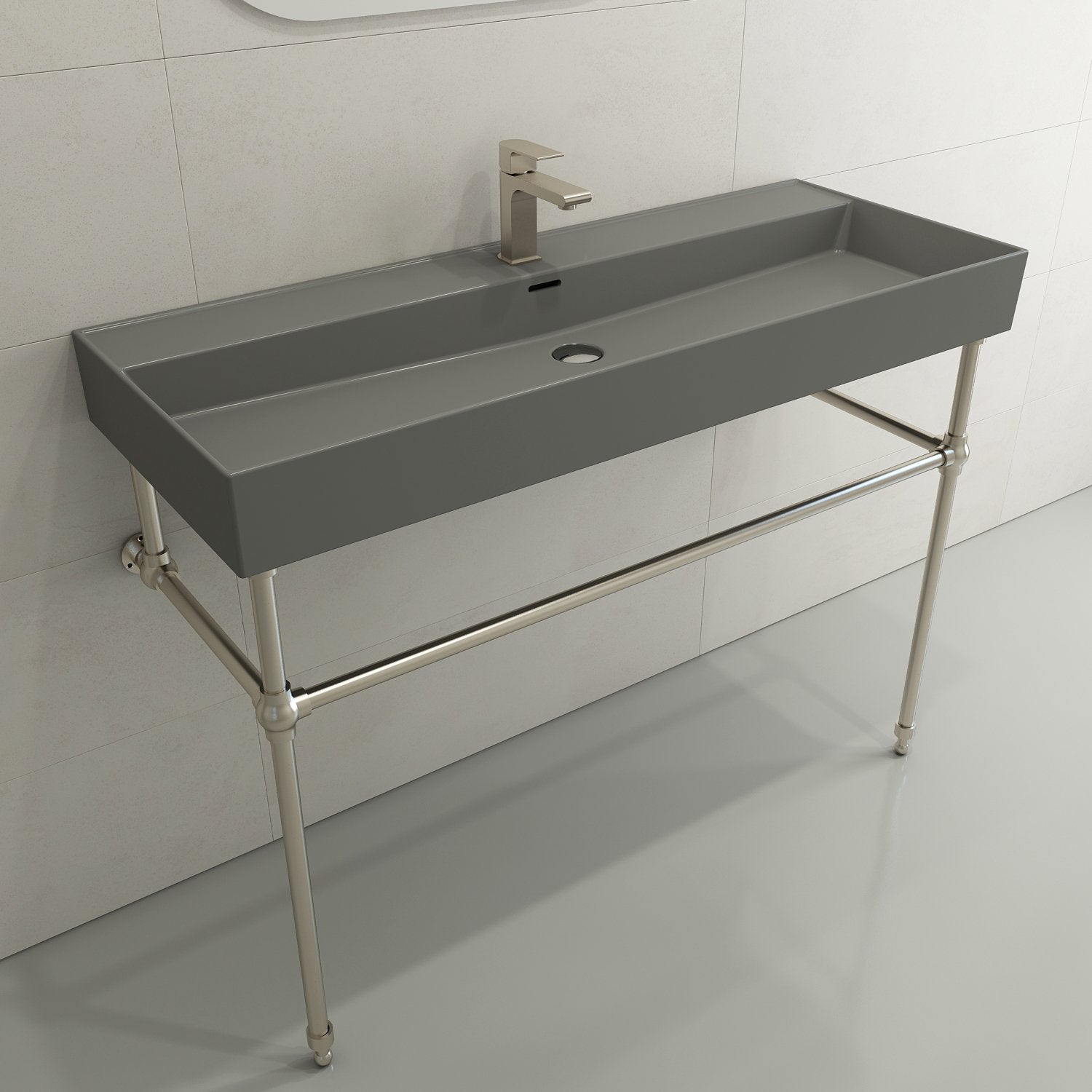 Milano Wall-Mounted Sink Fireclay 47.75 in. 1-Hole with Overflow 1394