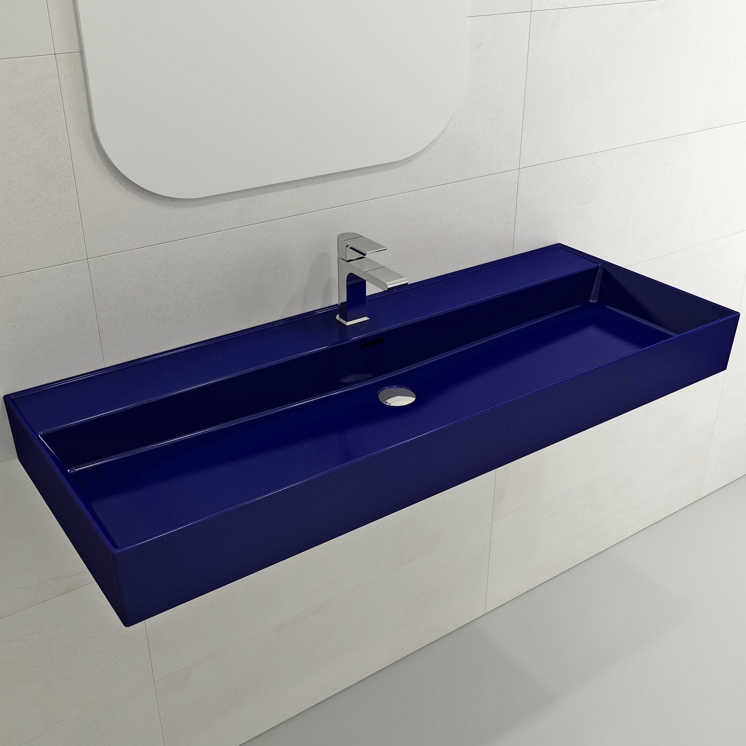 Milano Wall-Mounted Sink Fireclay 47.75 in. 1-Hole with Overflow 1394