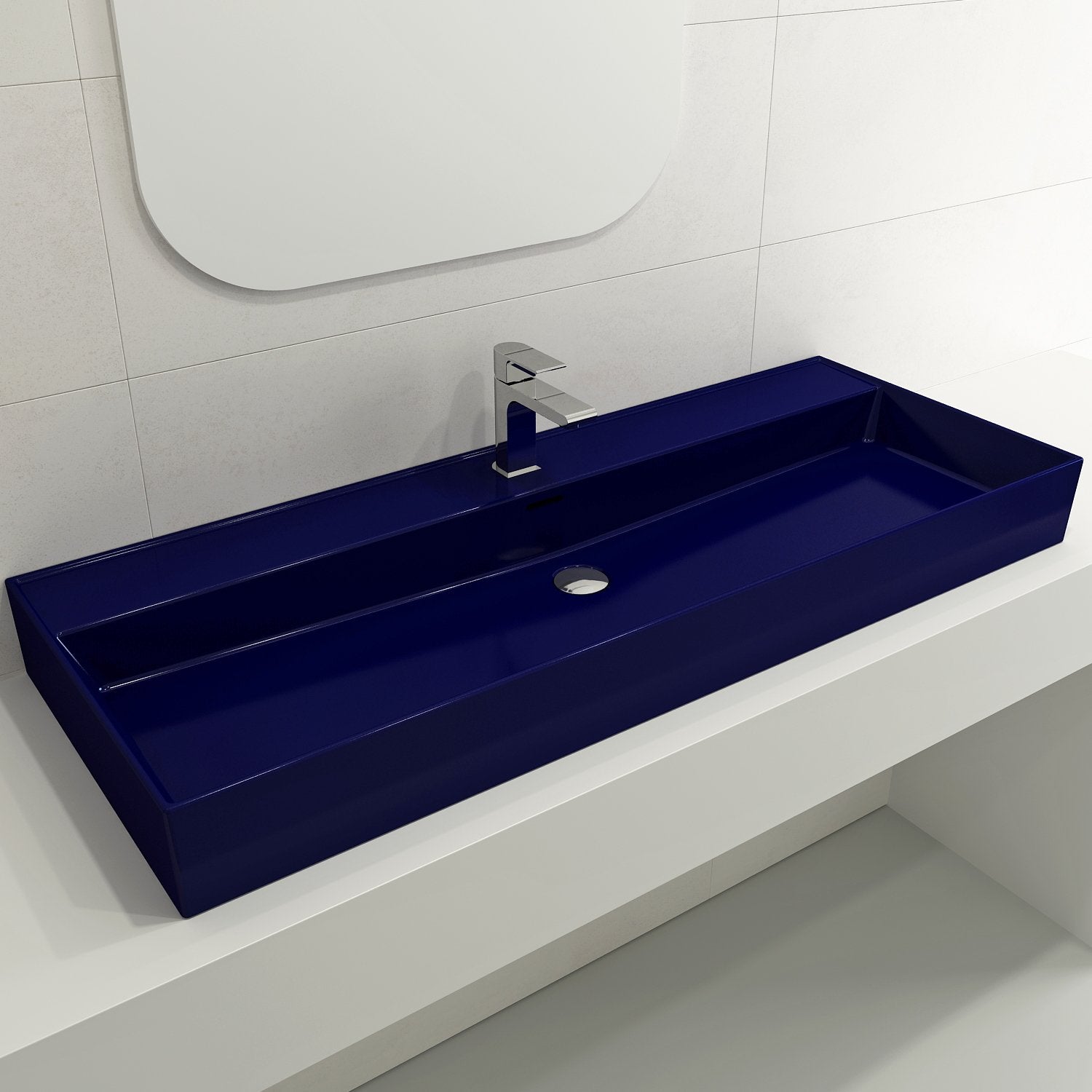 Milano Wall-Mounted Sink Fireclay 47.75 in. 1-Hole with Overflow 1394
