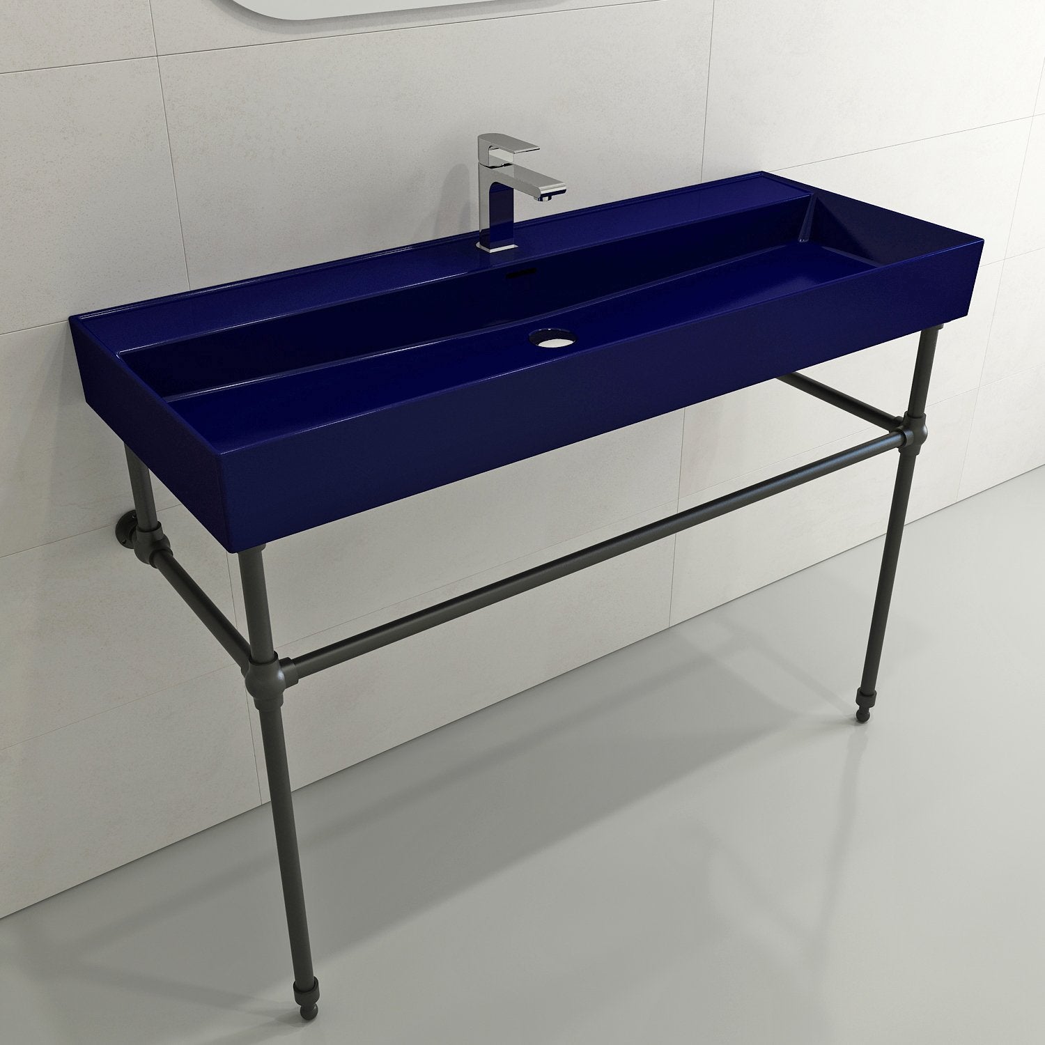 Milano Wall-Mounted Sink Fireclay 47.75 in. 1-Hole with Overflow 1394