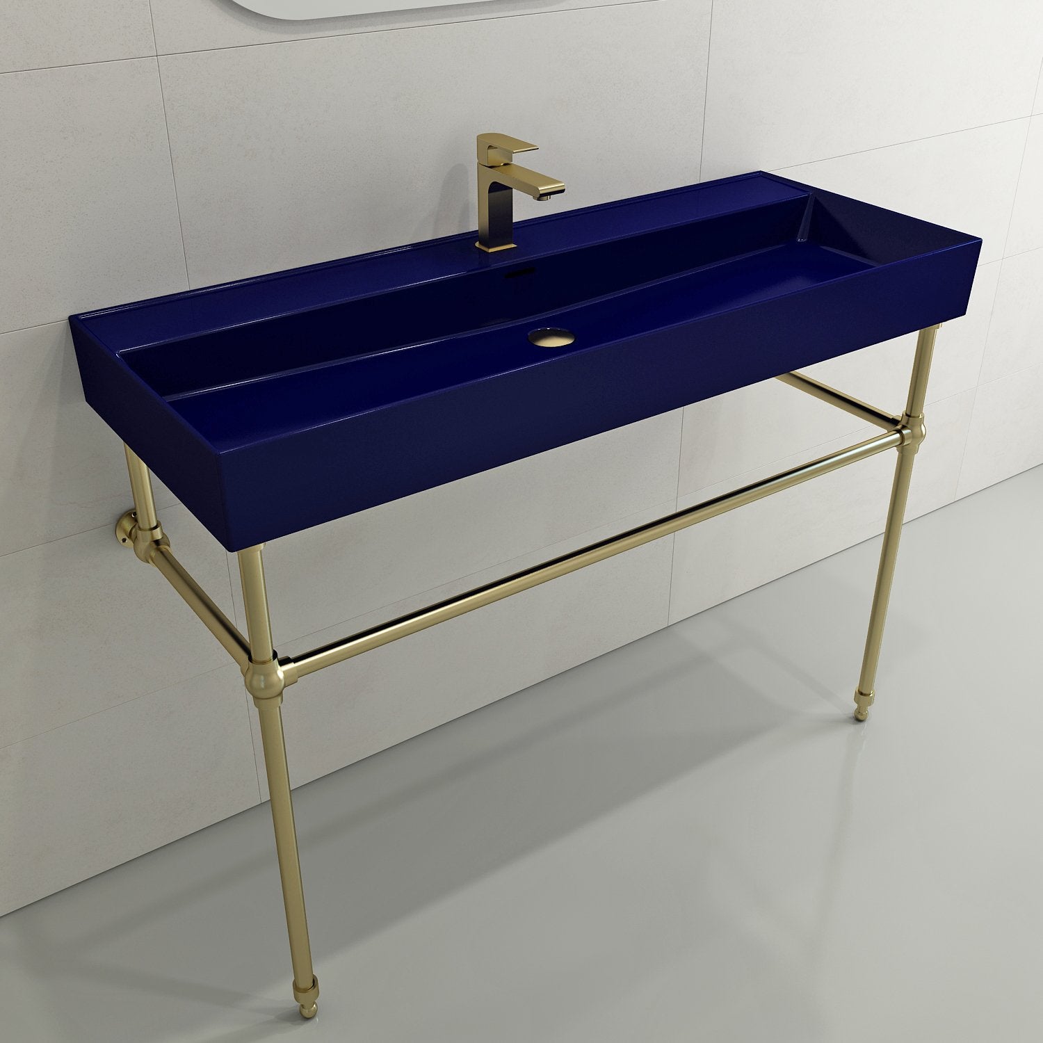 Milano Wall-Mounted Sink Fireclay 47.75 in. 1-Hole with Overflow 1394
