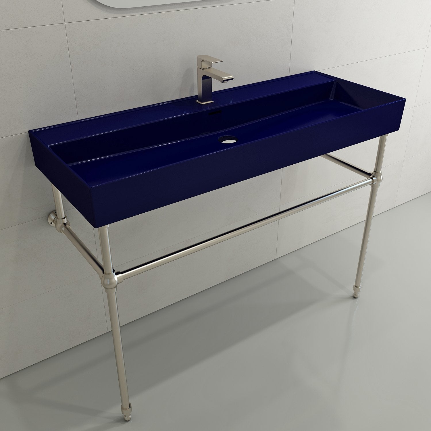 Milano Wall-Mounted Sink Fireclay 47.75 in. 1-Hole with Overflow 1394