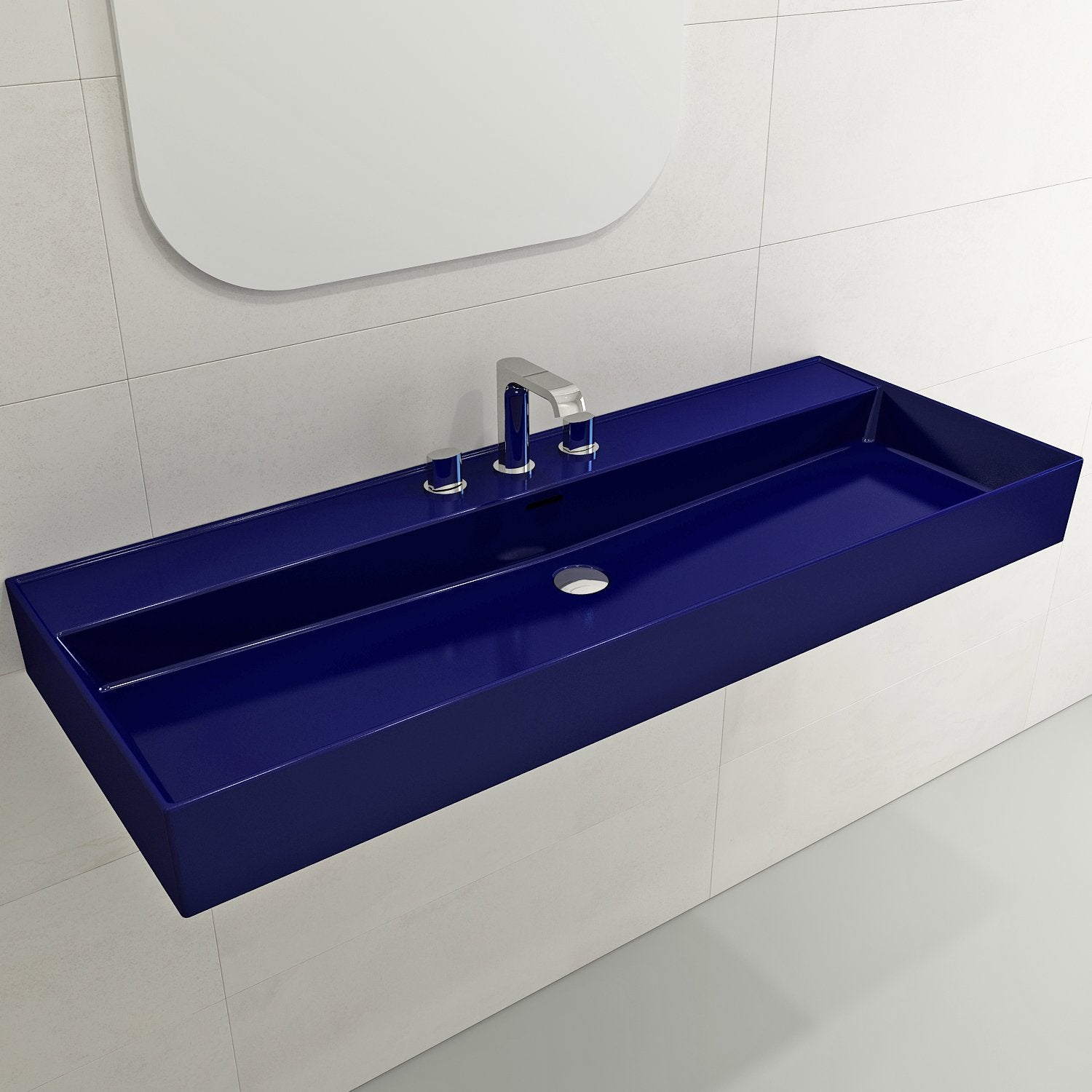 Milano Wall-Mounted Sink Fireclay 47.75 in. 3-Hole with Overflow 1394