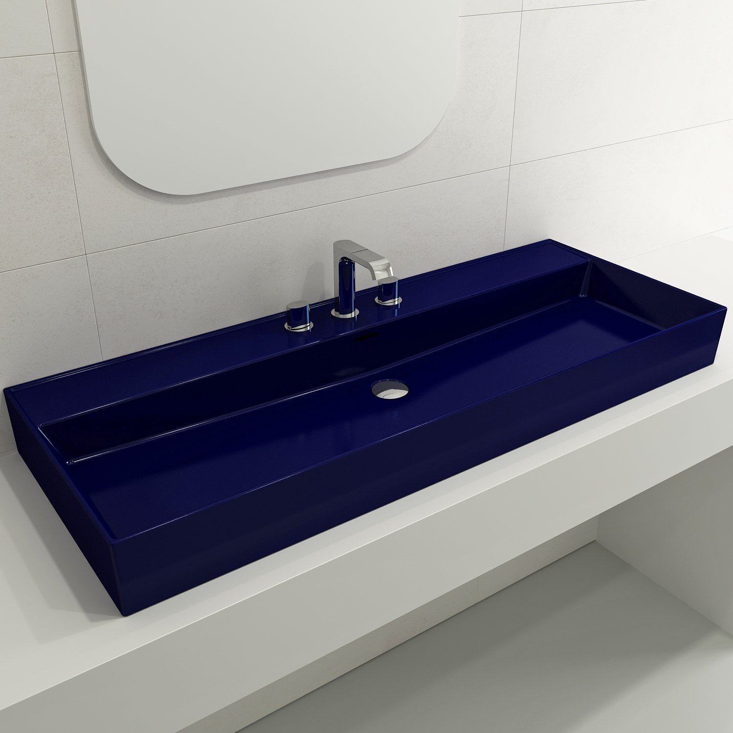 Milano Wall-Mounted Sink Fireclay 47.75 in. 3-Hole with Overflow 1394