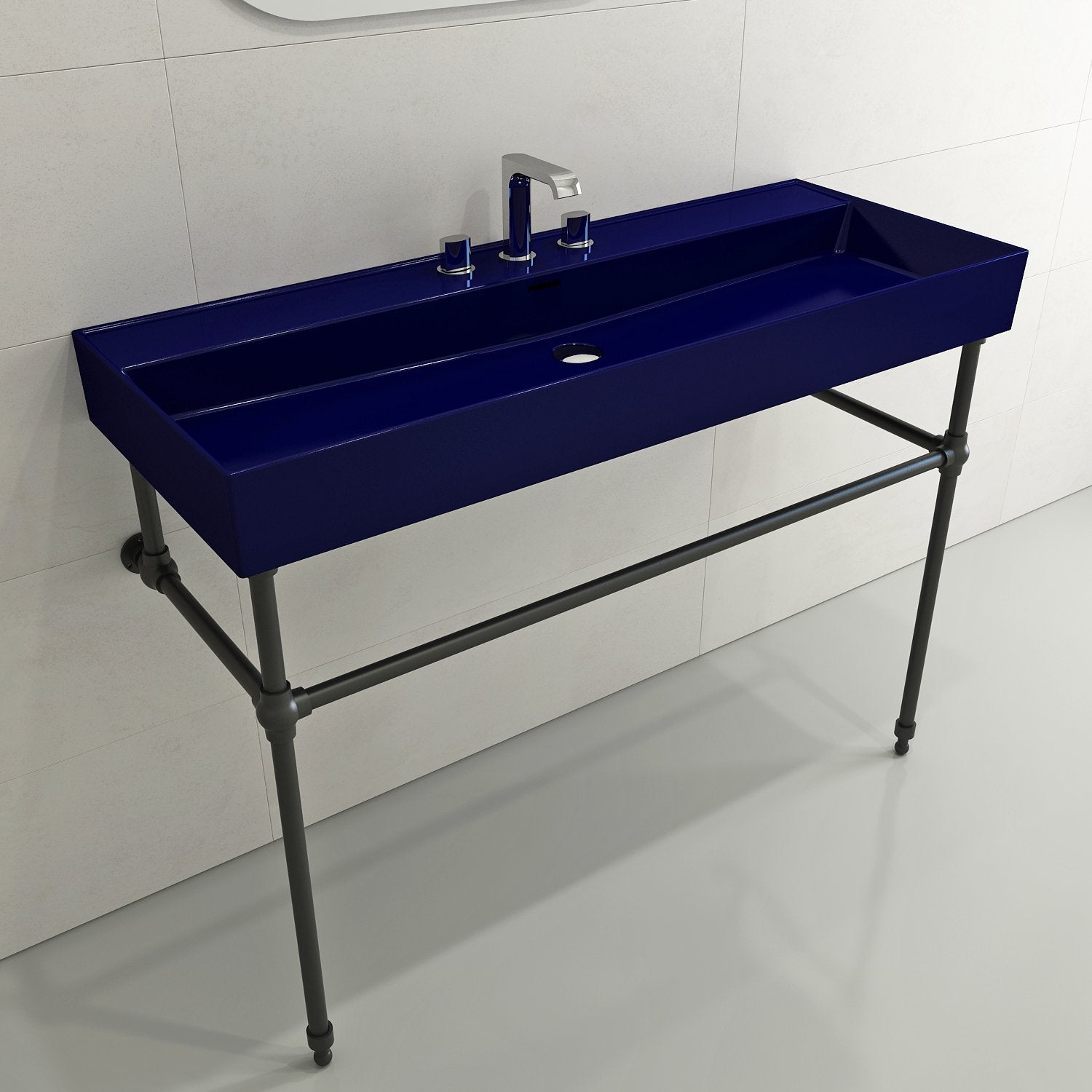 Milano Wall-Mounted Sink Fireclay 47.75 in. 3-Hole with Overflow 1394
