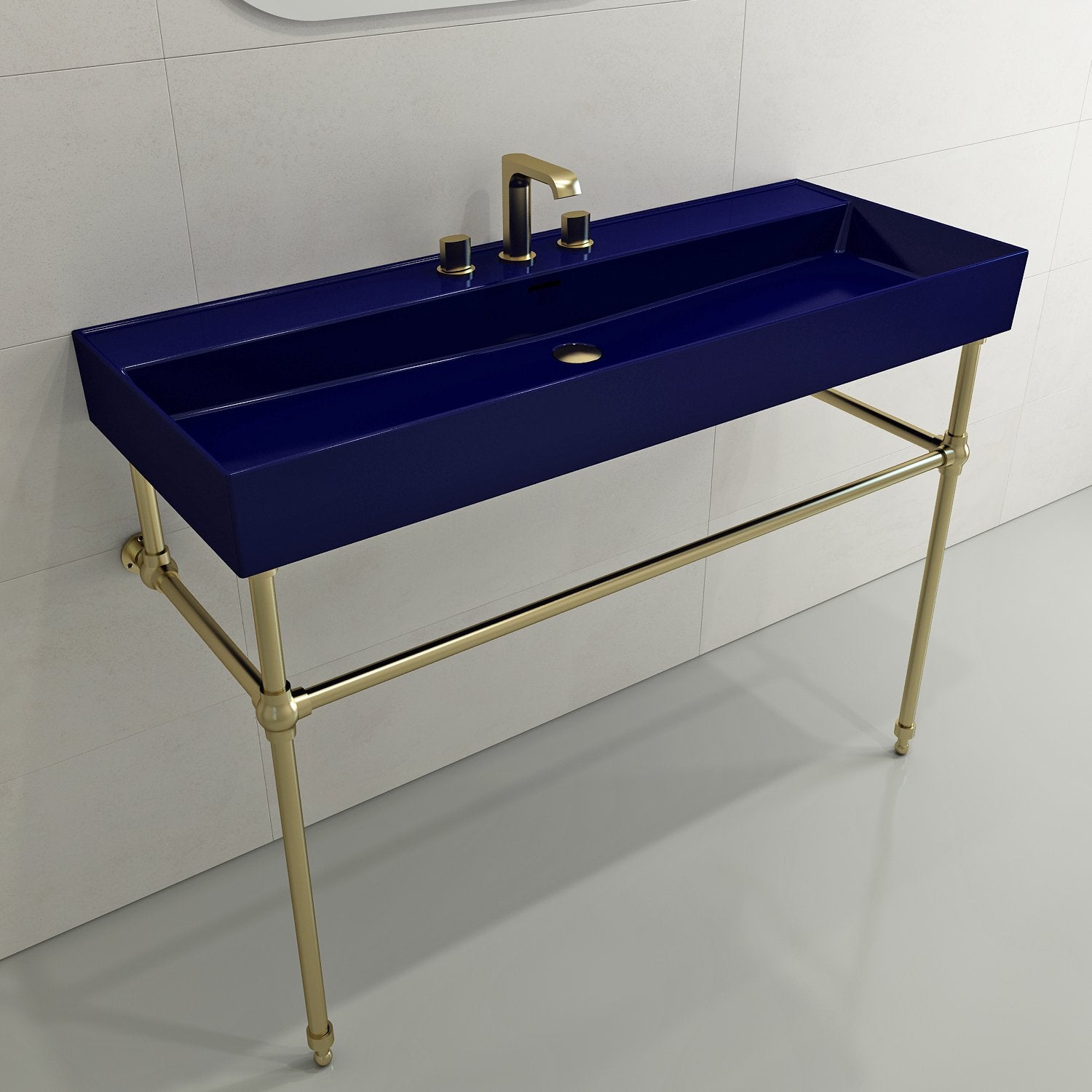 Milano Wall-Mounted Sink Fireclay 47.75 in. 3-Hole with Overflow 1394