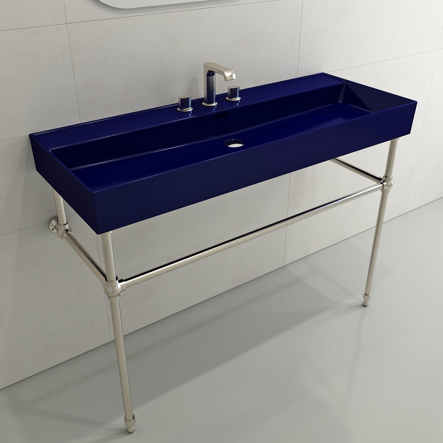 Milano Wall-Mounted Sink Fireclay 47.75 in. 3-Hole with Overflow 1394