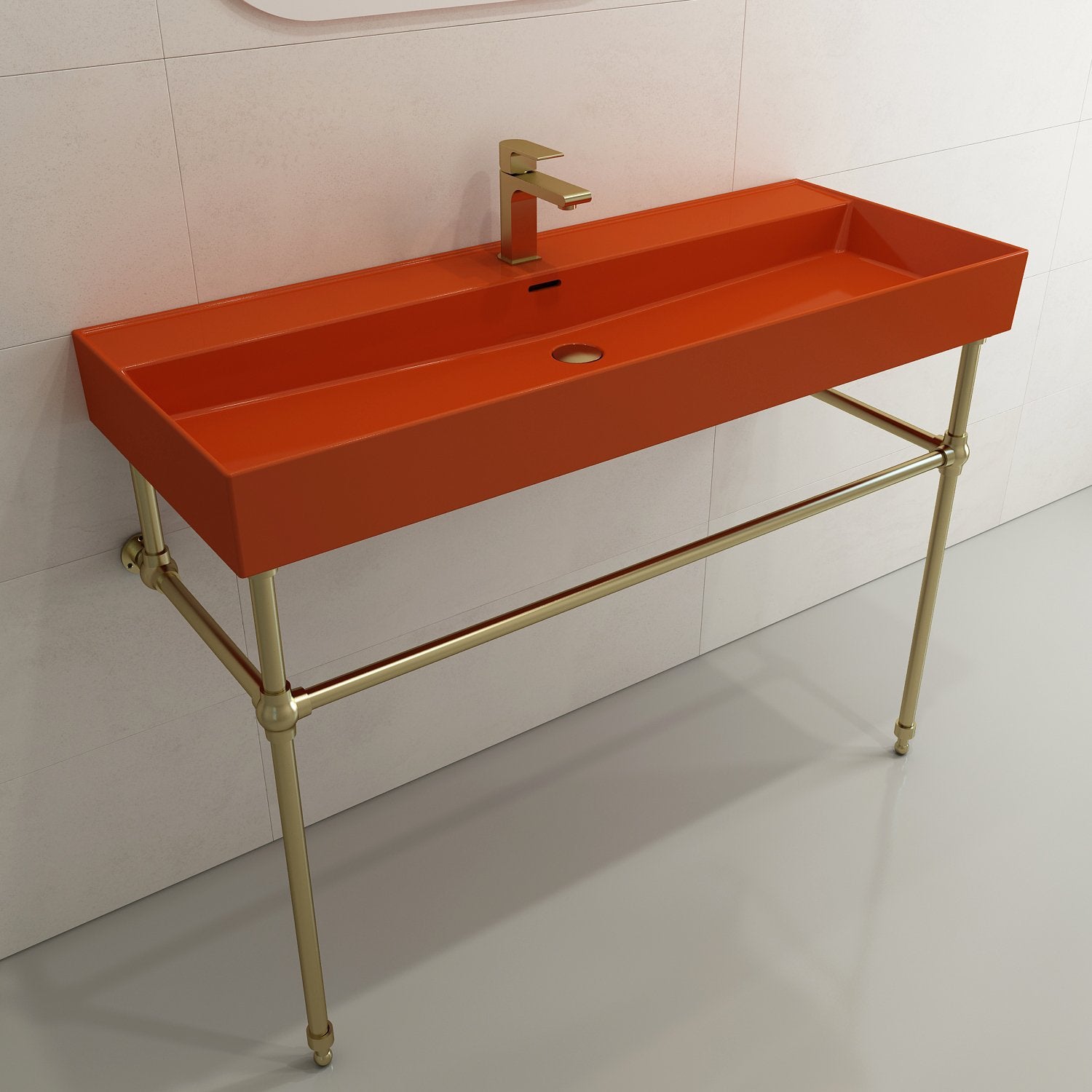 Milano Wall-Mounted Sink Fireclay 47.75 in. 1-Hole with Overflow 1394