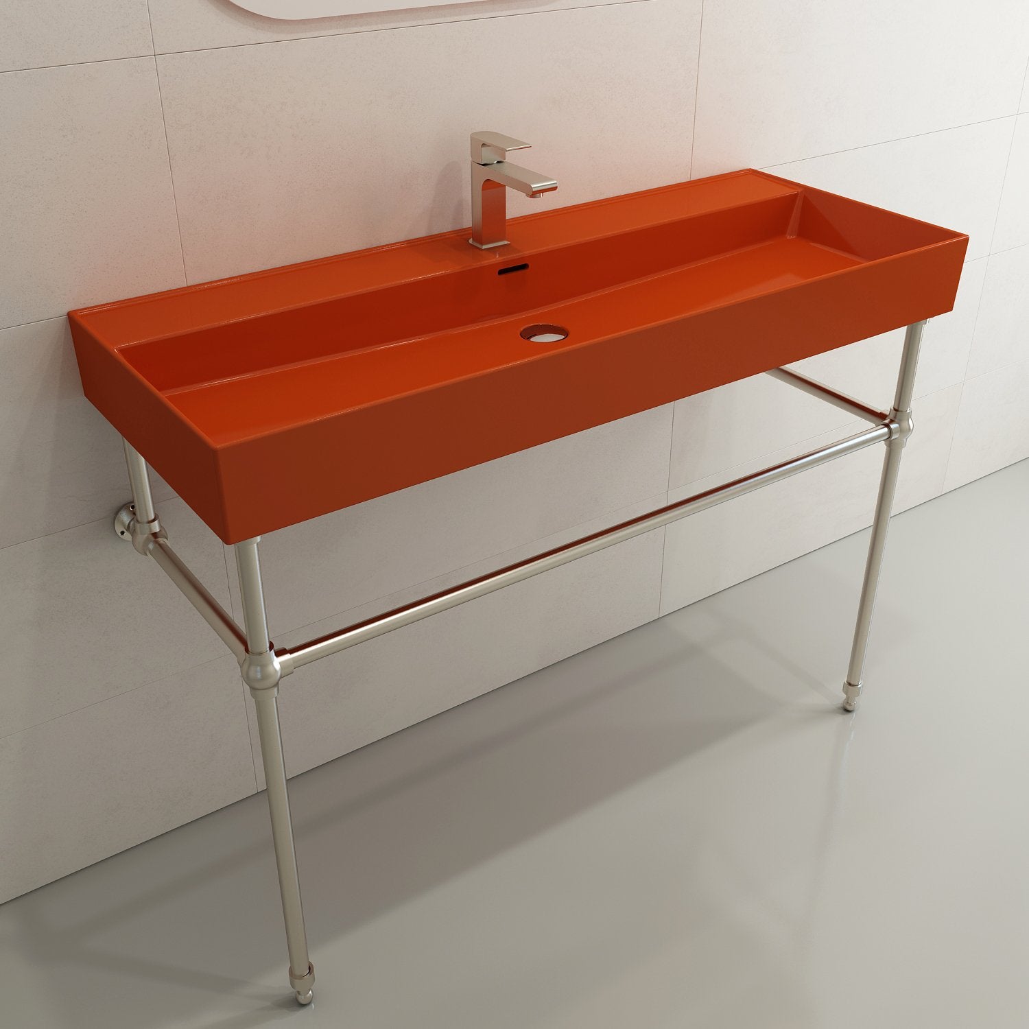 Milano Wall-Mounted Sink Fireclay 47.75 in. 1-Hole with Overflow 1394