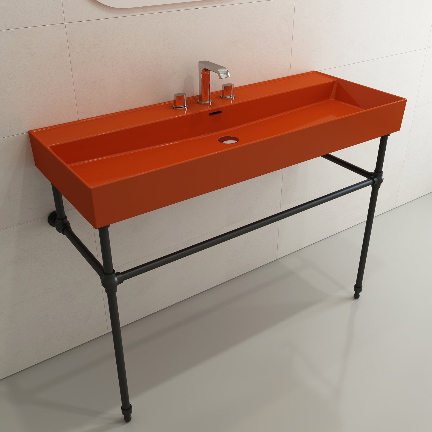 Milano Wall-Mounted Sink Fireclay 47.75 in. 3-Hole with Overflow 1394
