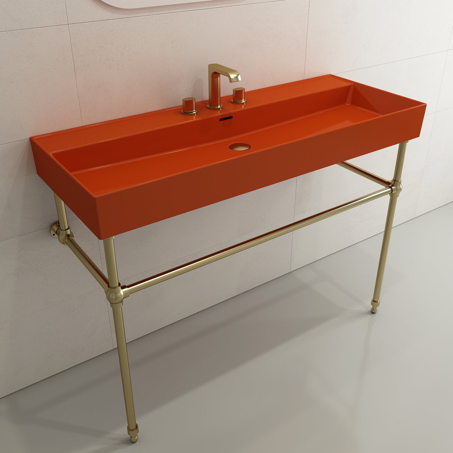 Milano Wall-Mounted Sink Fireclay 47.75 in. 3-Hole with Overflow 1394