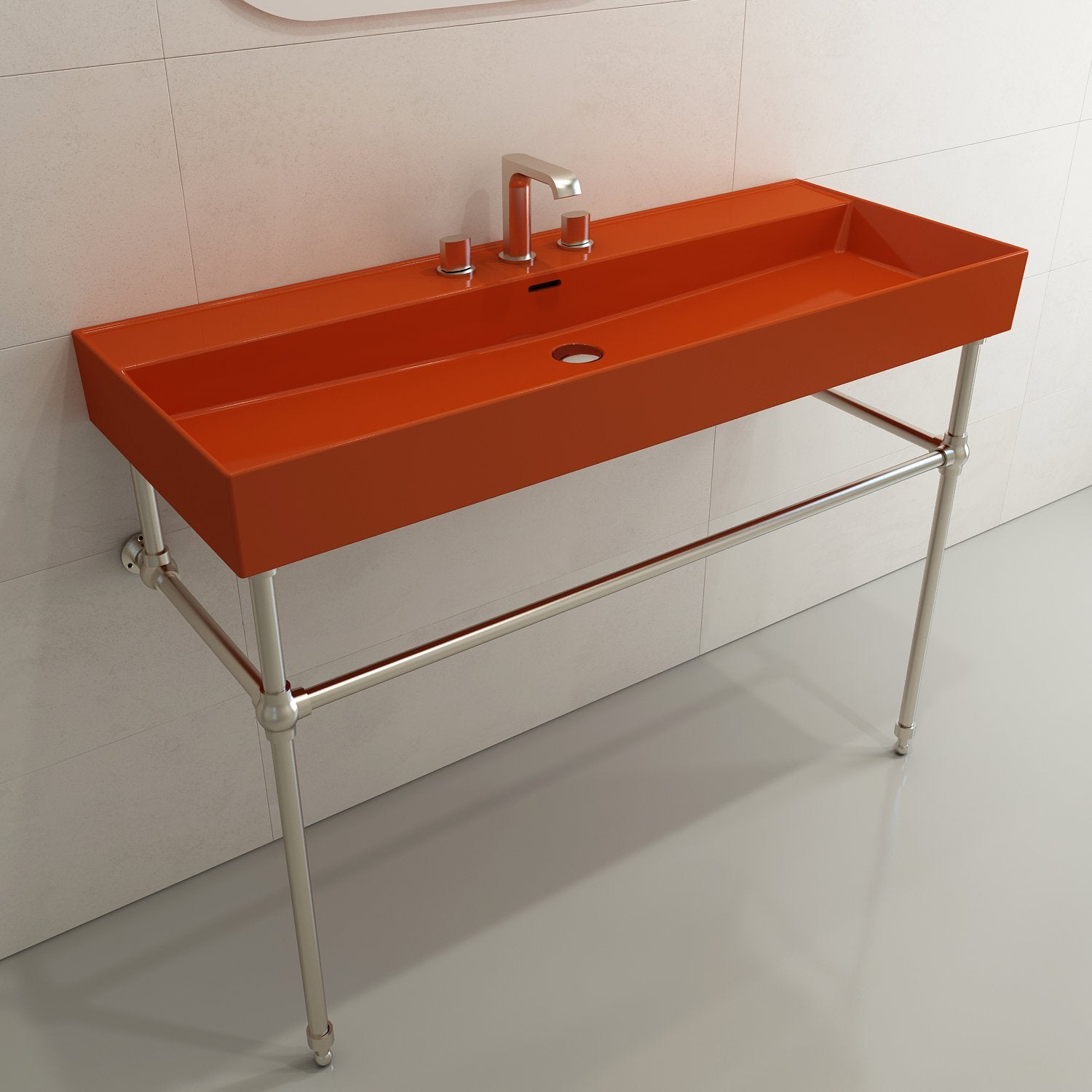 Milano Wall-Mounted Sink Fireclay 47.75 in. 3-Hole with Overflow 1394