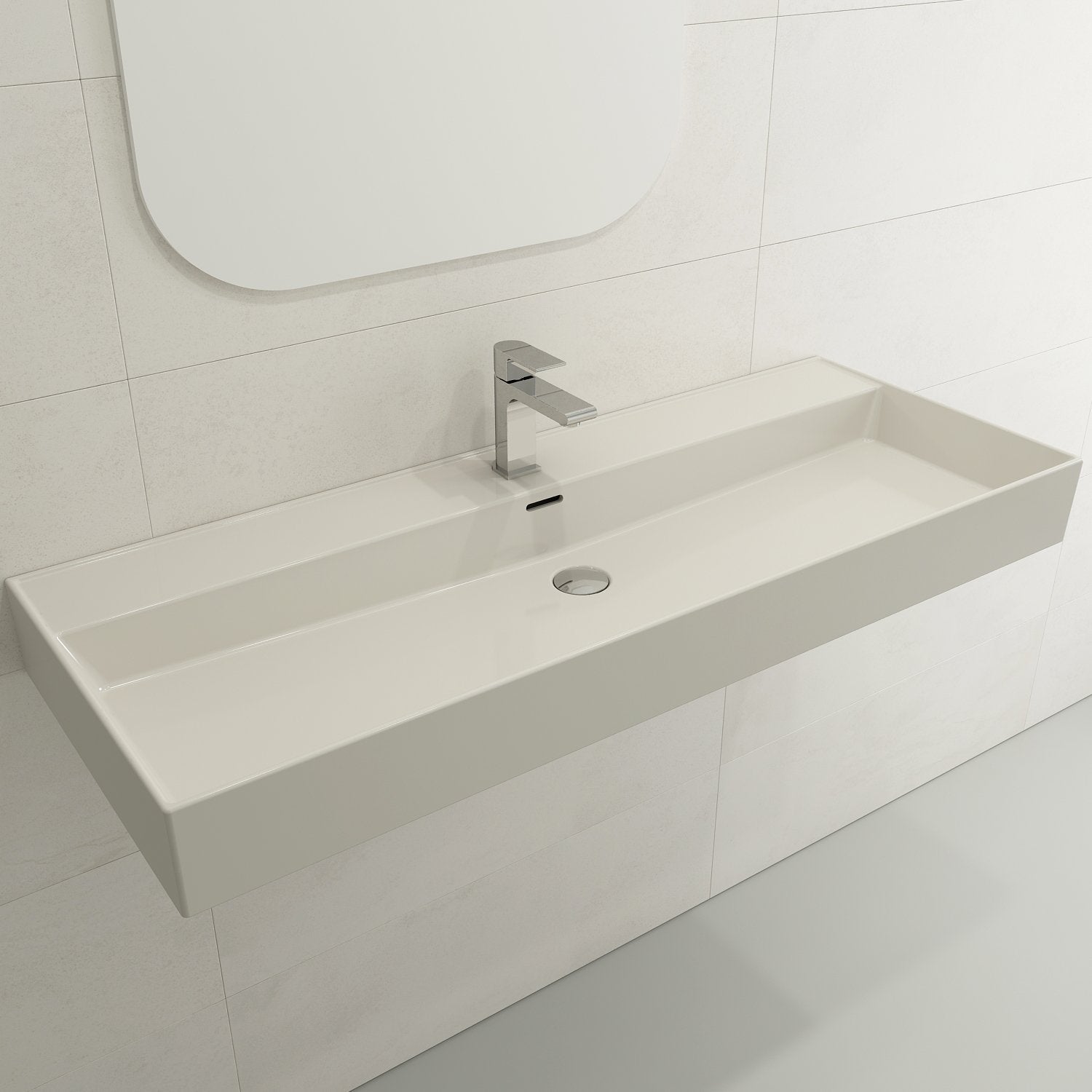 Milano Wall-Mounted Sink Fireclay 47.75 in. 1-Hole with Overflow 1394