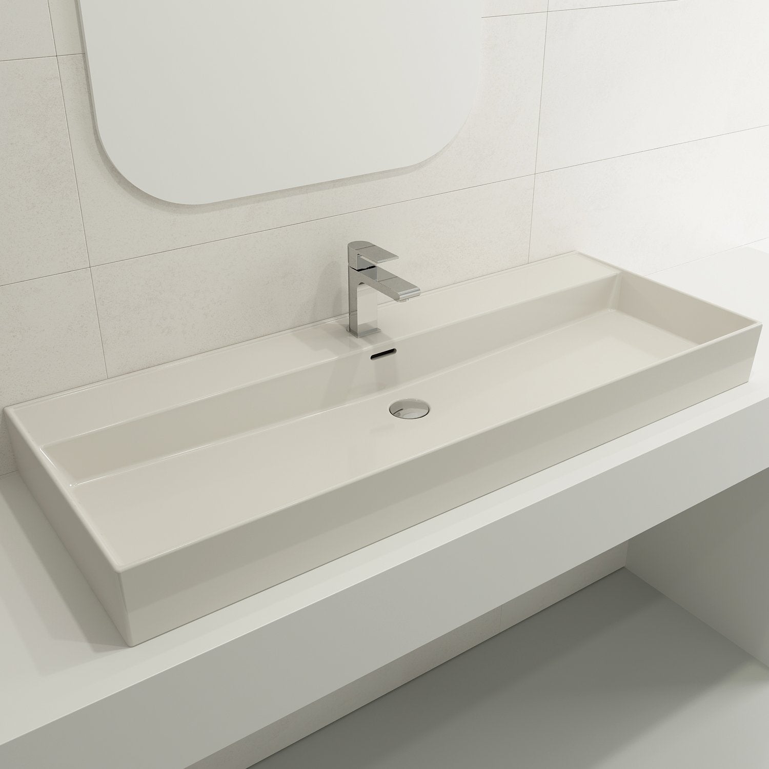 Milano Wall-Mounted Sink Fireclay 47.75 in. 1-Hole with Overflow 1394