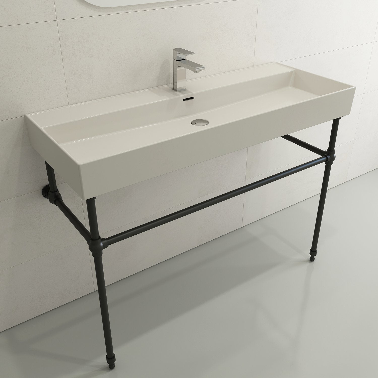 Milano Wall-Mounted Sink Fireclay 47.75 in. 1-Hole with Overflow 1394
