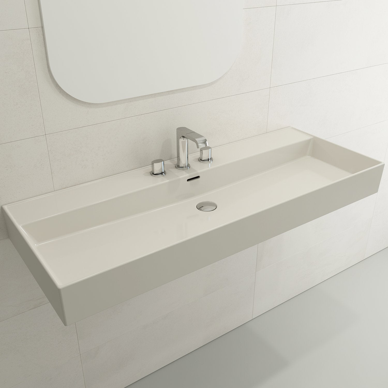 Milano Wall-Mounted Sink Fireclay 47.75 in. 3-Hole with Overflow 1394