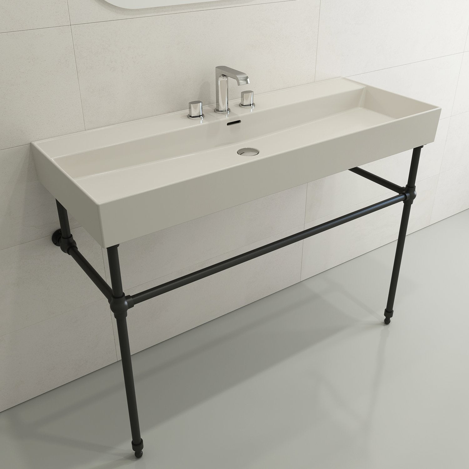 Milano Wall-Mounted Sink Fireclay 47.75 in. 3-Hole with Overflow 1394