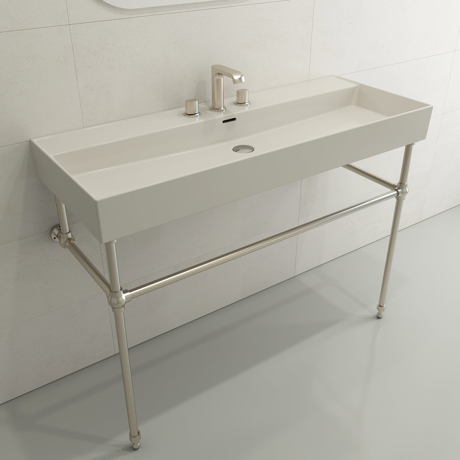 Milano Wall-Mounted Sink Fireclay 47.75 in. 3-Hole with Overflow 1394