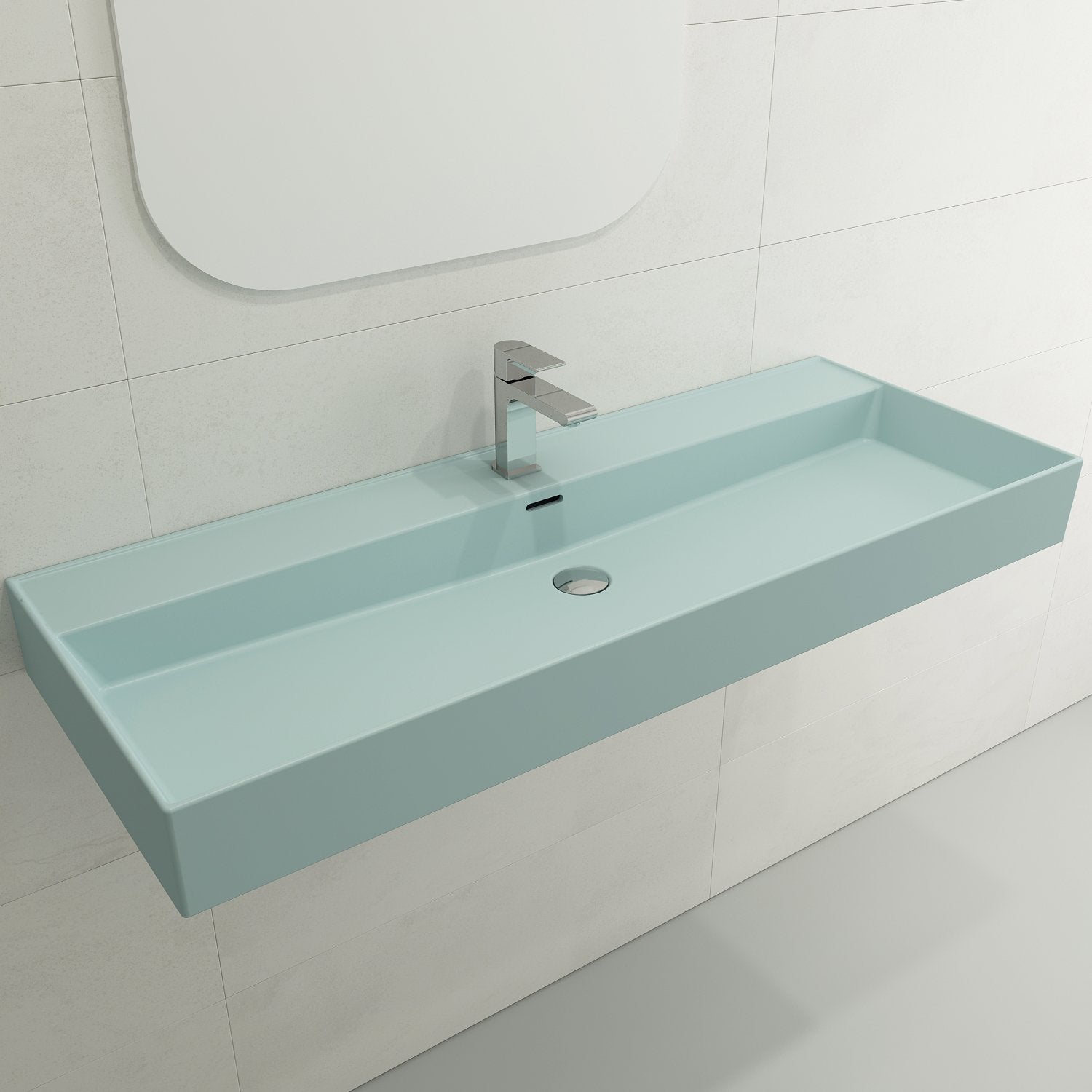 Milano Wall-Mounted Sink Fireclay 47.75 in. 1-Hole with Overflow 1394