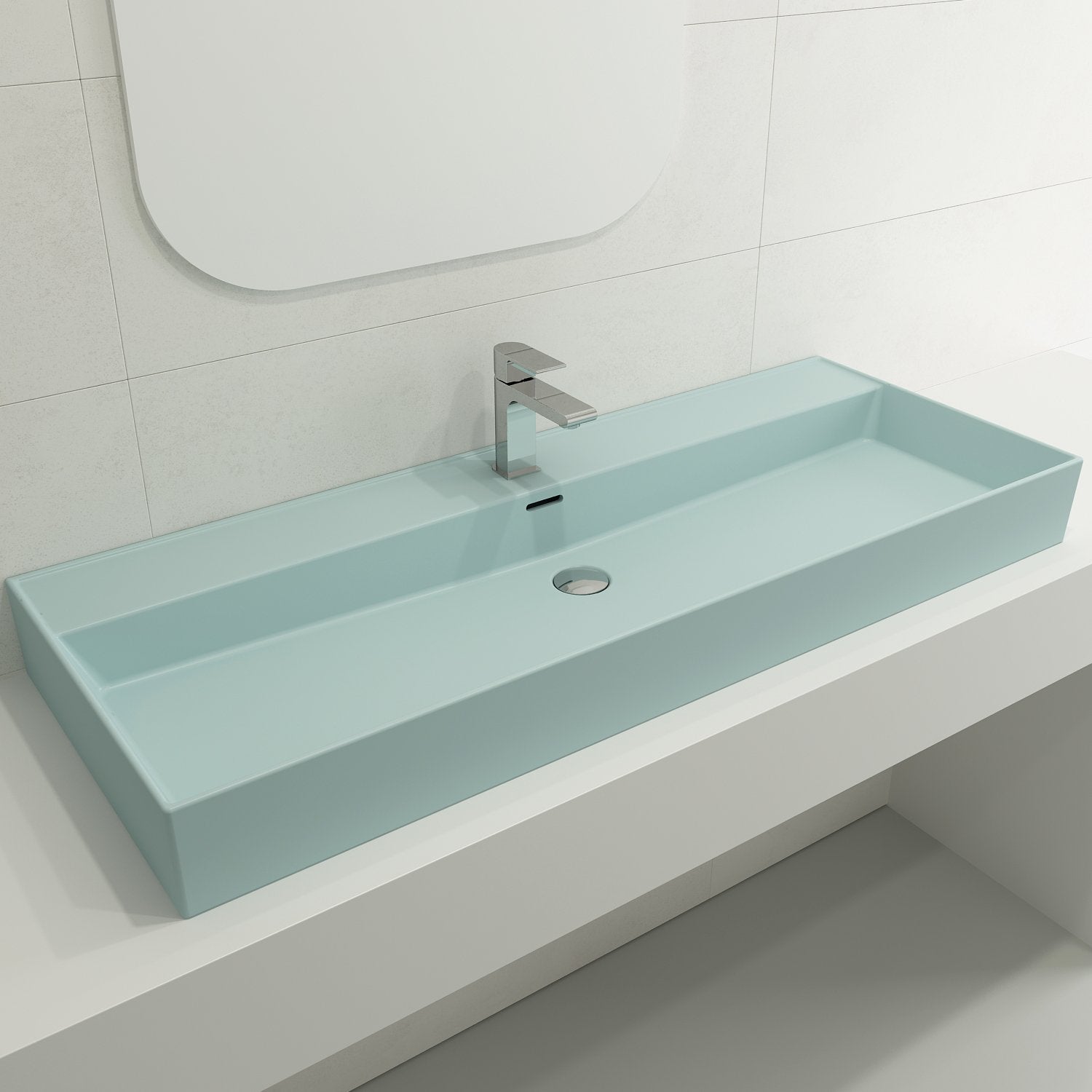 Milano Wall-Mounted Sink Fireclay 47.75 in. 1-Hole with Overflow 1394