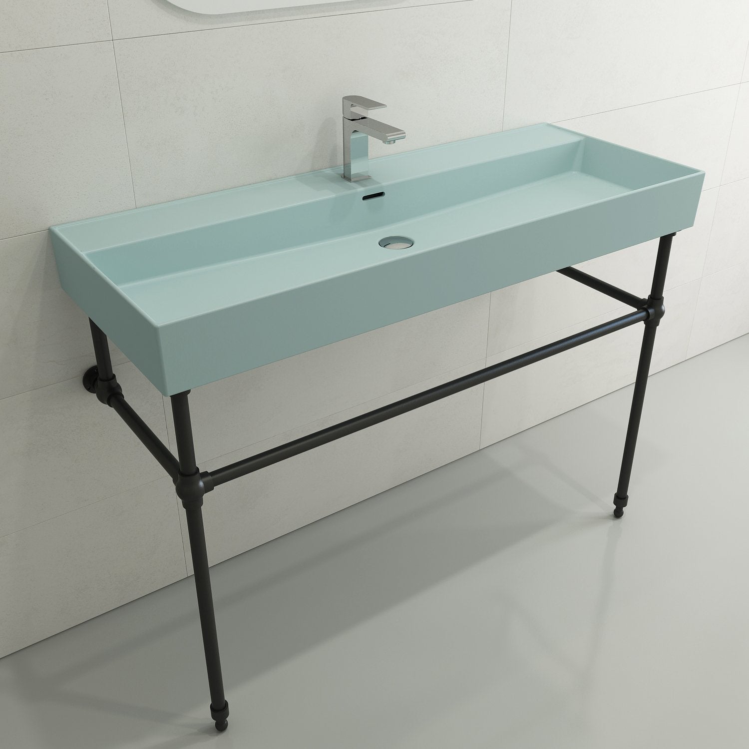 Milano Wall-Mounted Sink Fireclay 47.75 in. 1-Hole with Overflow 1394