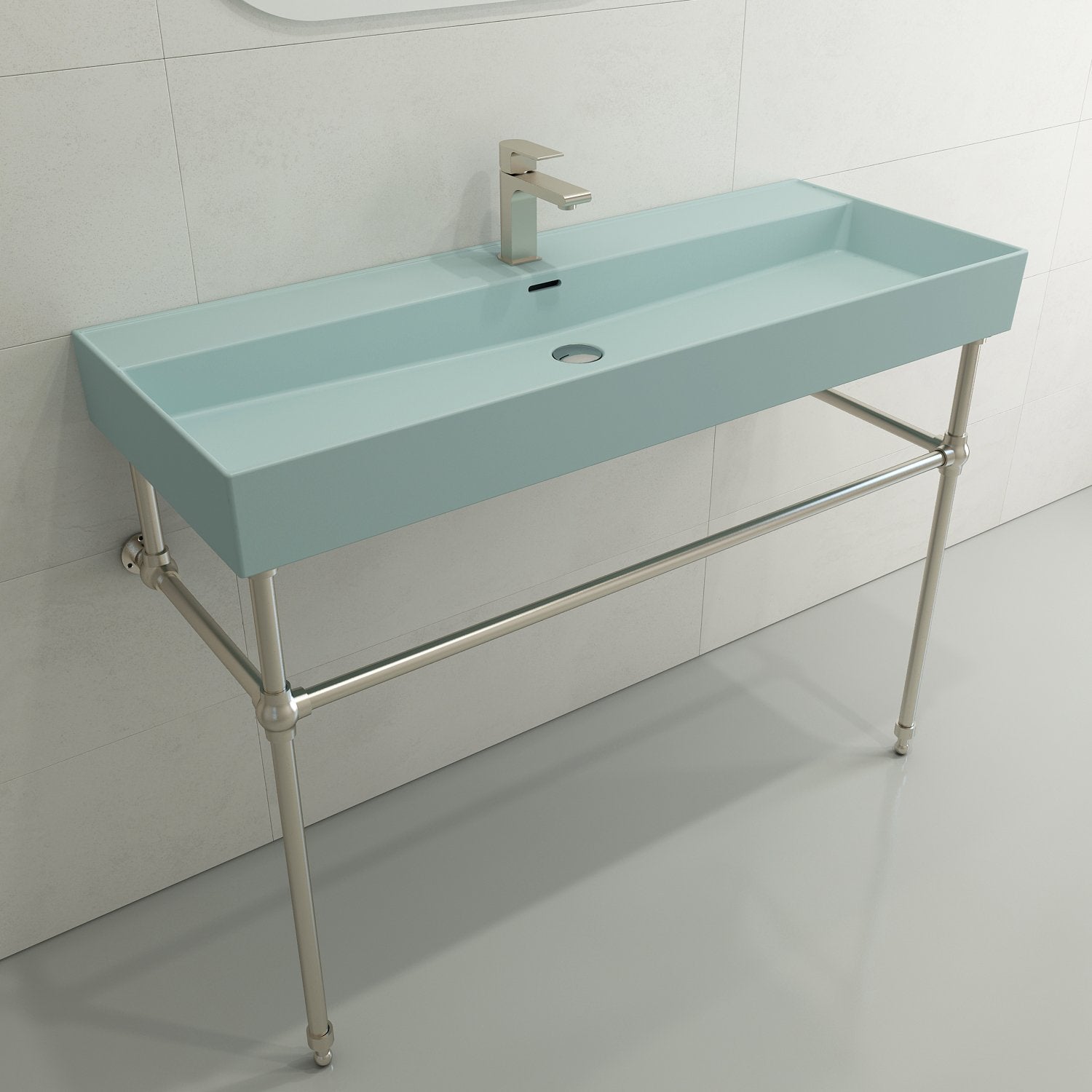 Milano Wall-Mounted Sink Fireclay 47.75 in. 1-Hole with Overflow 1394