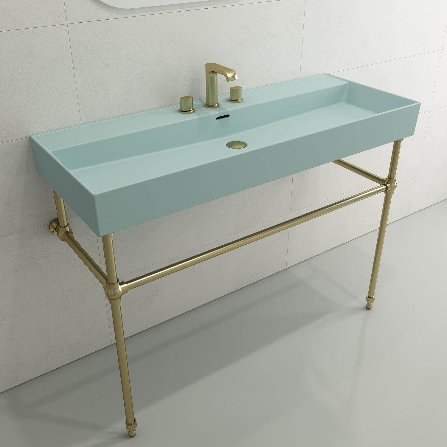 Milano Wall-Mounted Sink Fireclay 47.75 in. 3-Hole with Overflow 1394