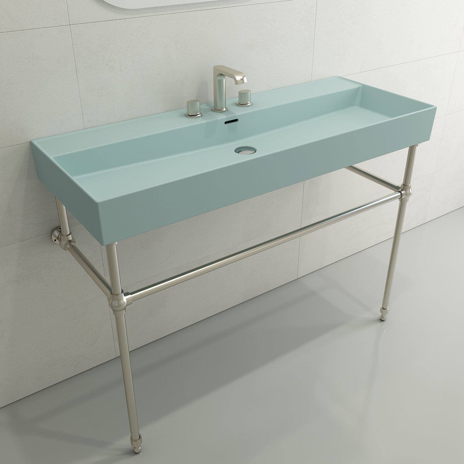 Milano Wall-Mounted Sink Fireclay 47.75 in. 3-Hole with Overflow 1394